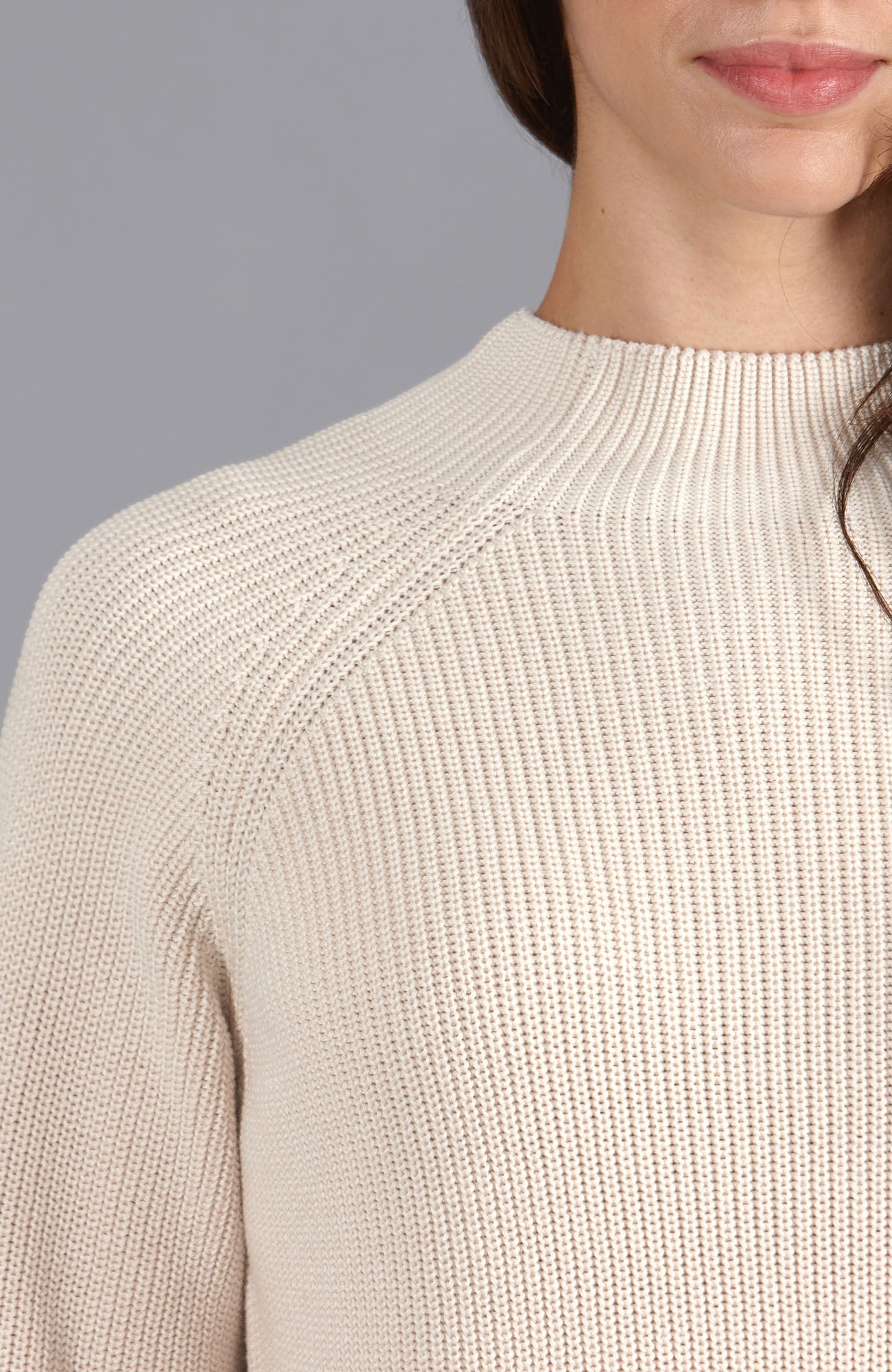 Womens Pure Cotton High Neck Raglan Jumper