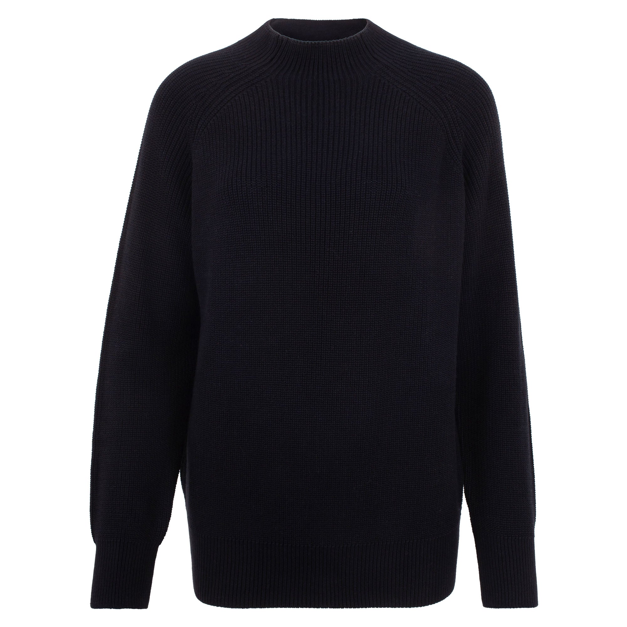 Womens Pure Cotton High Neck Raglan Jumper