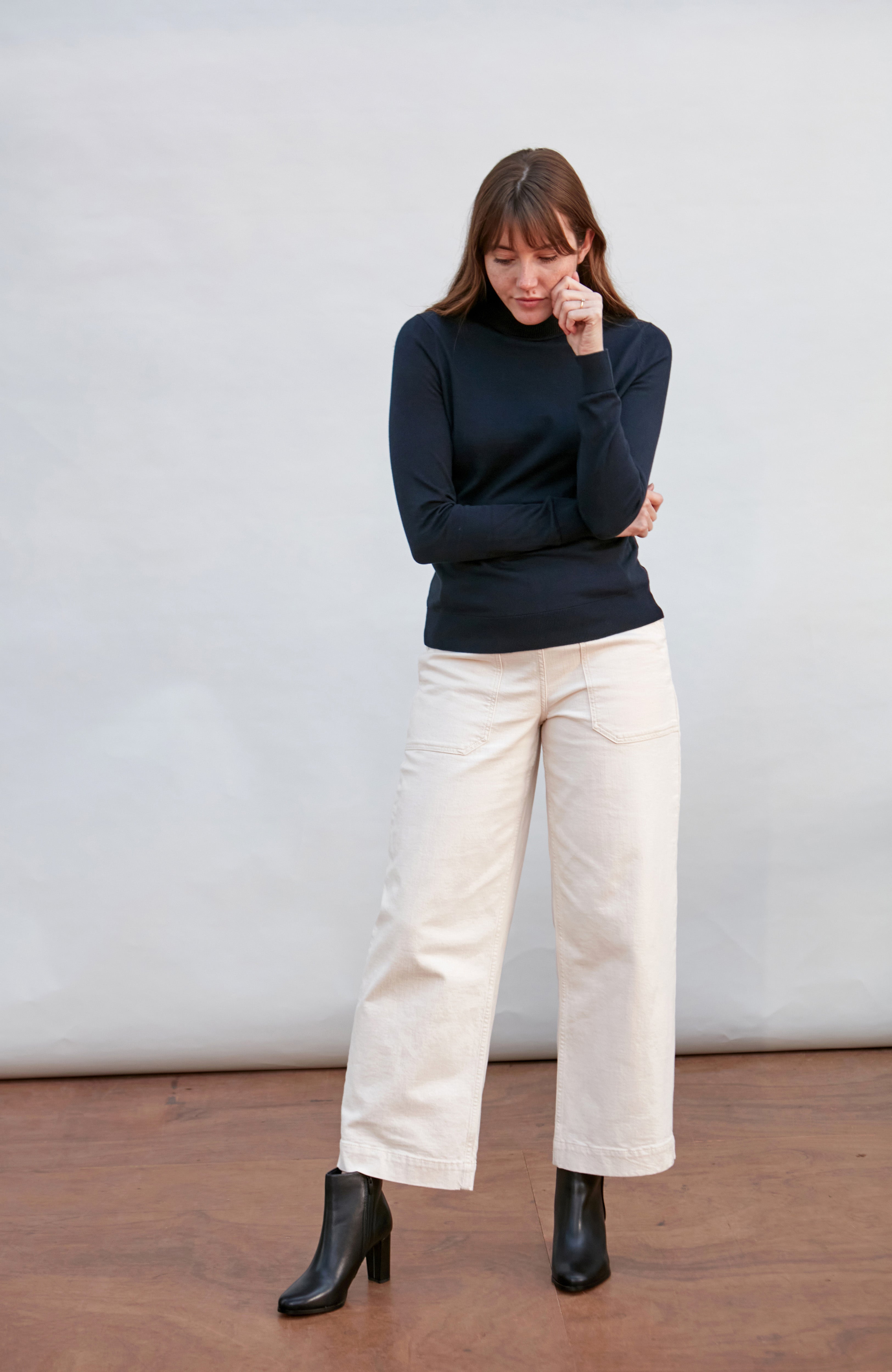 Womens Ultra Fine Cotton Roll Neck Long Sleeve Jumper