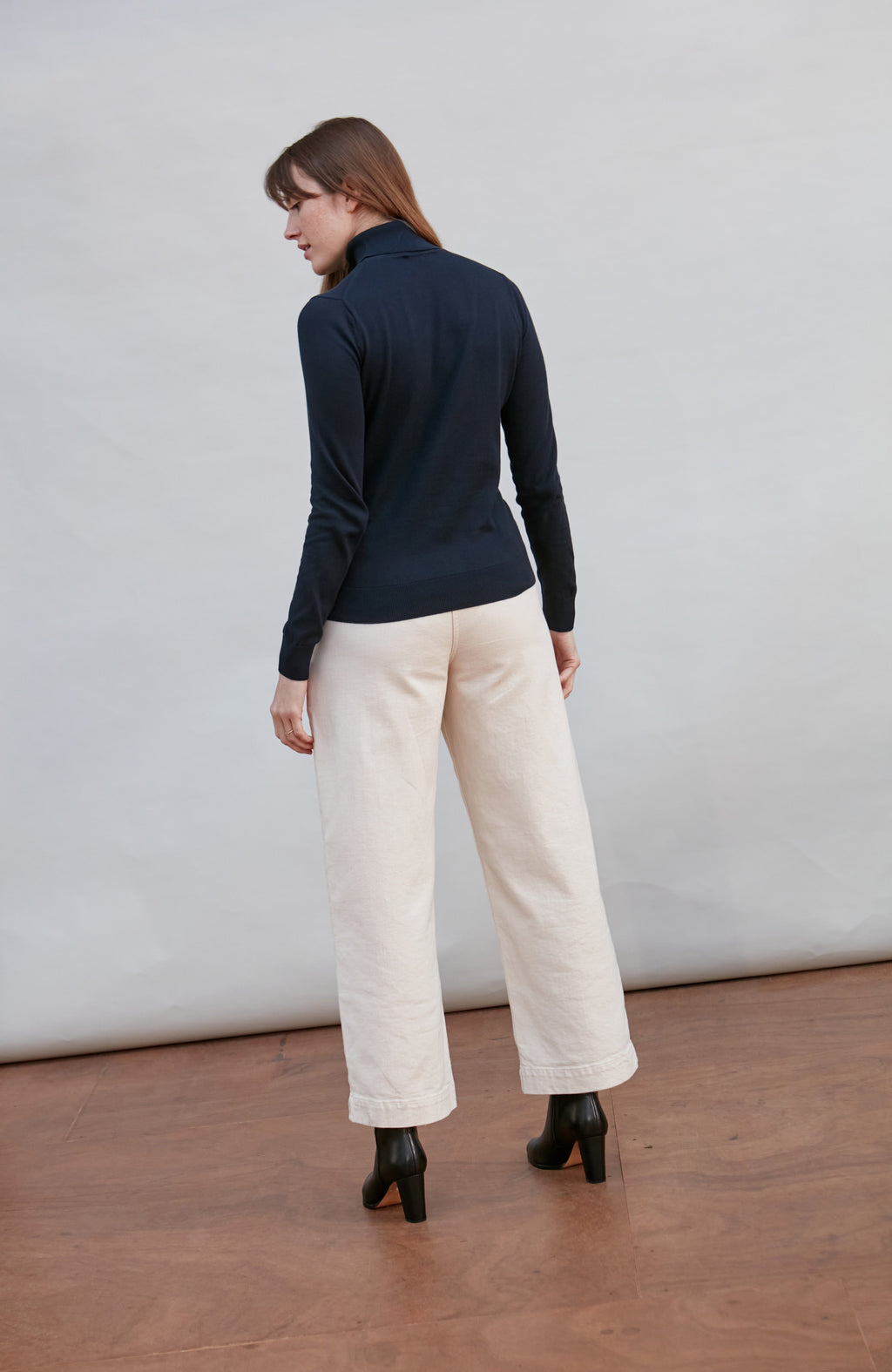 Womens Ultra Fine Cotton Roll Neck Long Sleeve Jumper