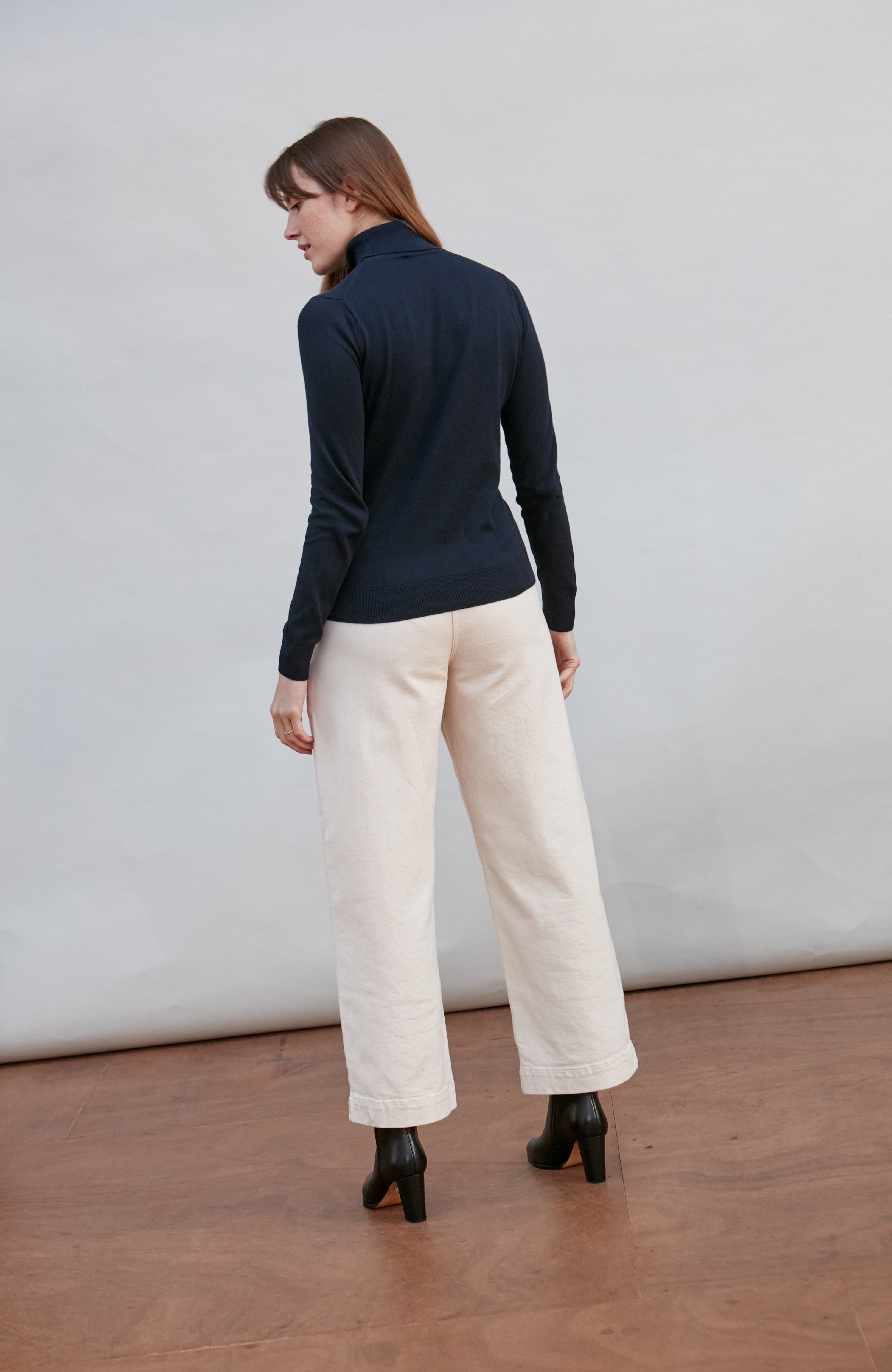 Womens Ultra Fine Cotton Roll Neck Long Sleeve Jumper