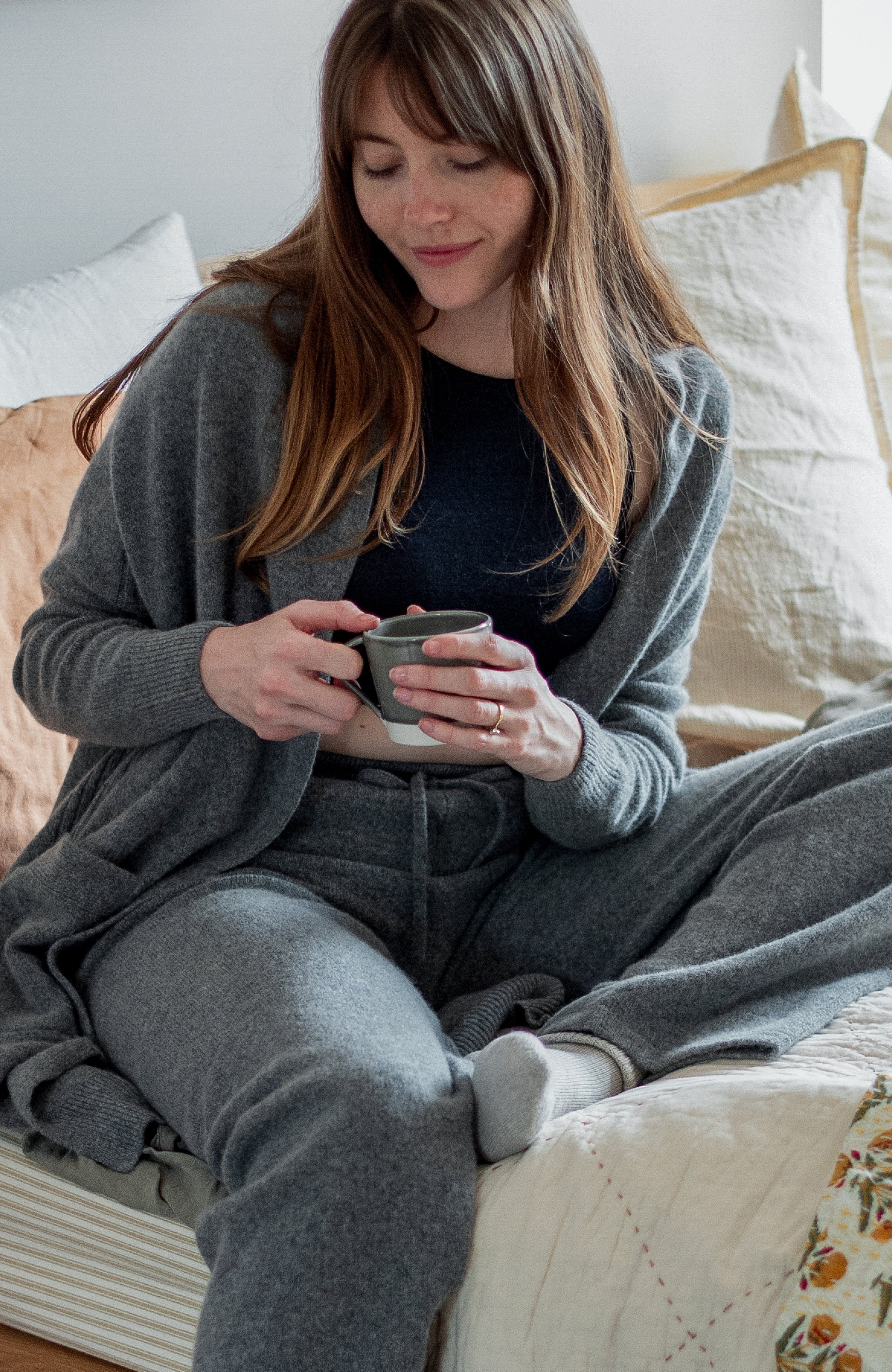 Womens Pure Lambswool Long Line Cardigan with Pockets