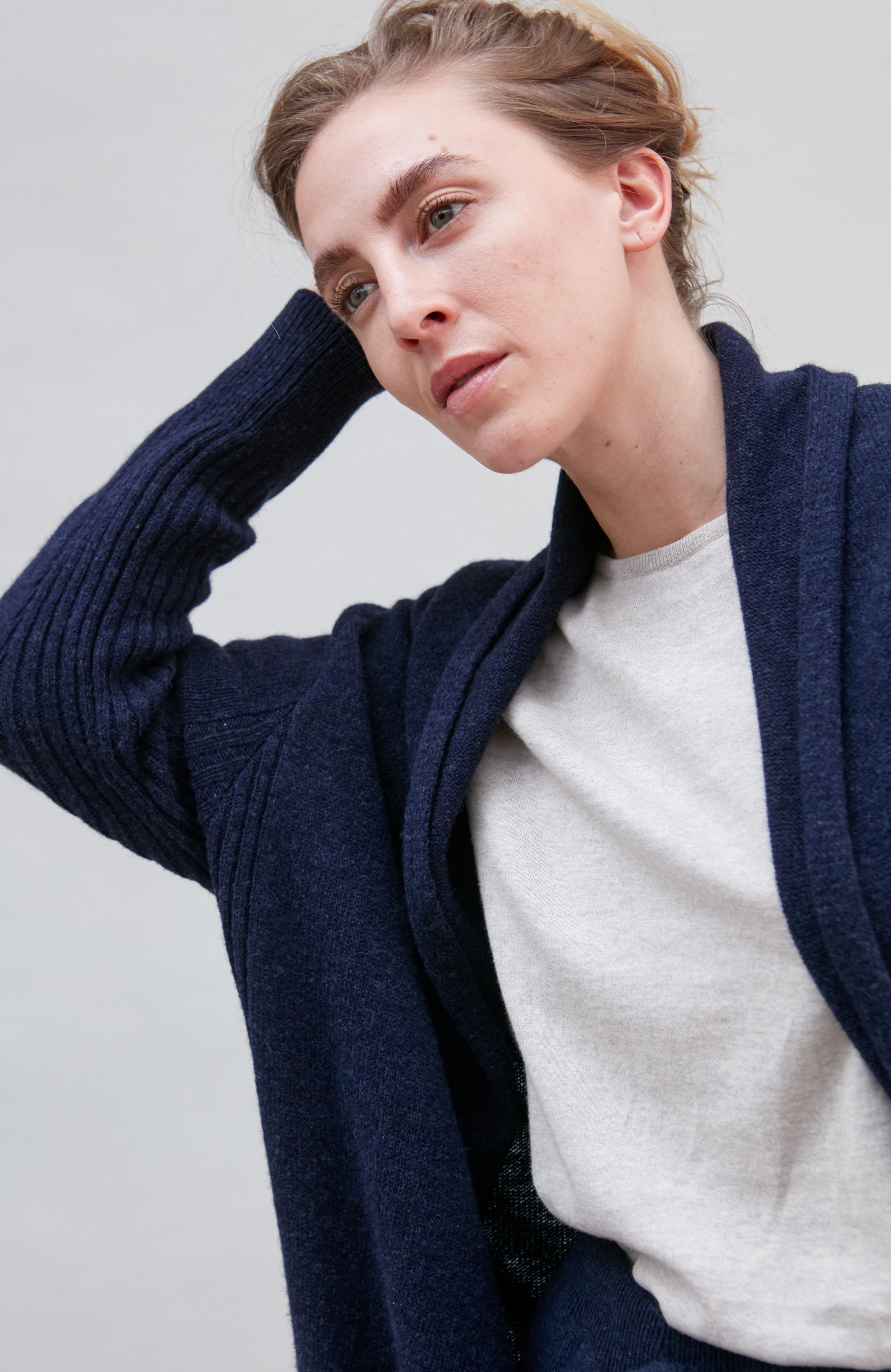 Womens Pure Lambswool Long Line Cardigan with Pockets