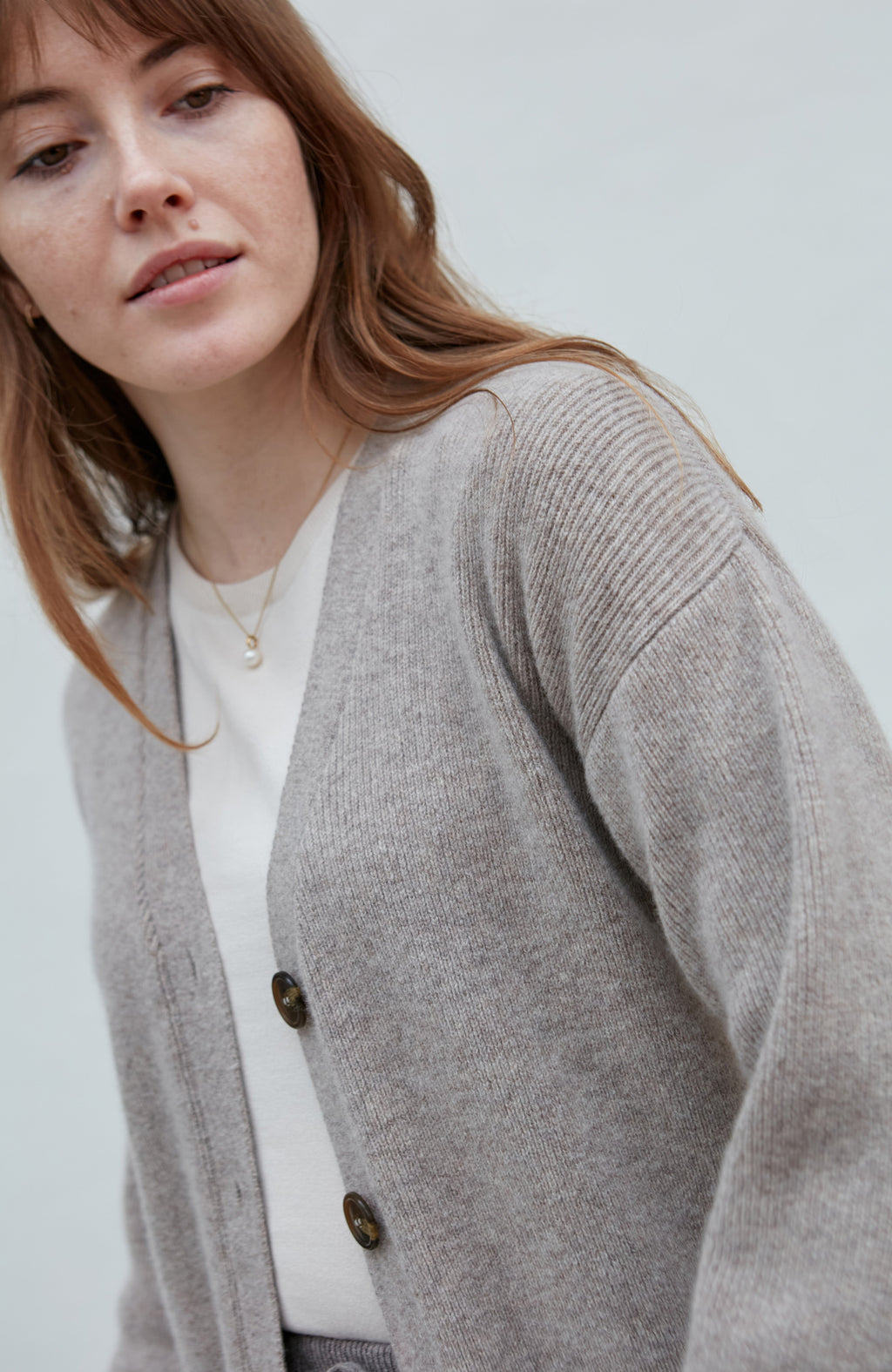 Womens Lambswool V Neck Ribbed Cardigan with Pockets