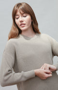 Womens Cotton Ribbed Crew Neck Jumper