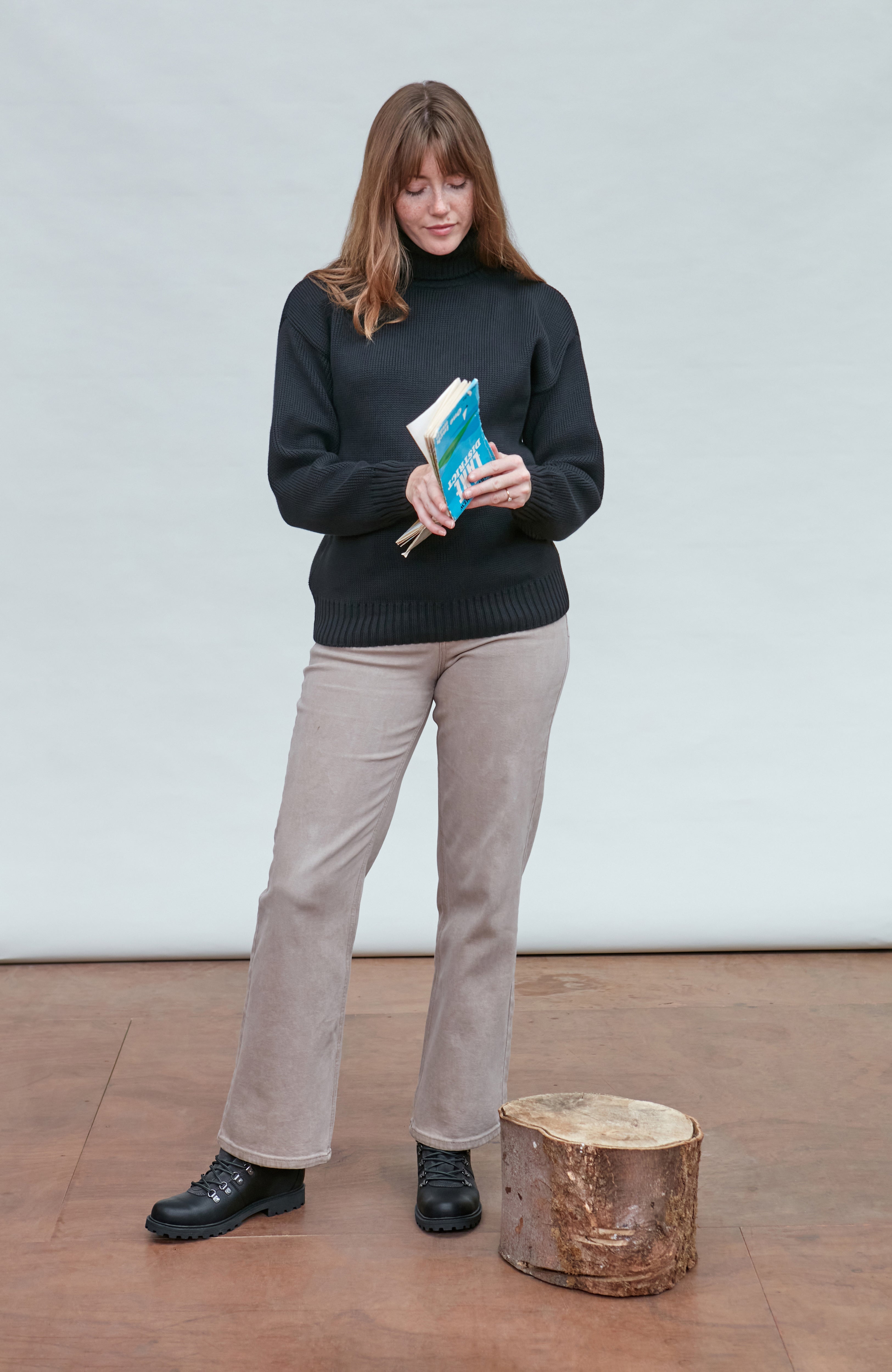 Womens Pure Cotton Heavyweight Submariner Roll Neck Jumper