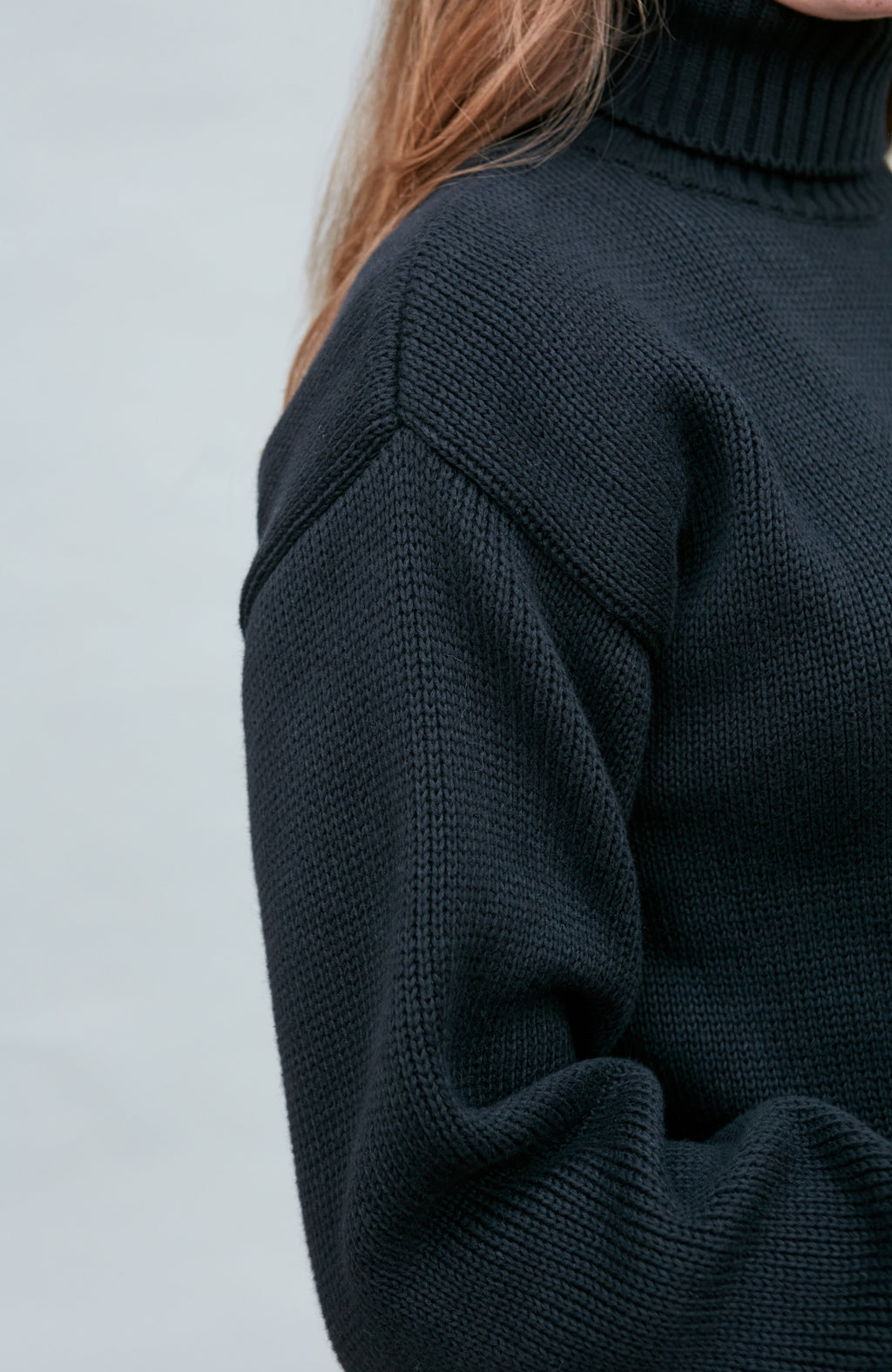 Womens Pure Cotton Heavyweight Submariner Roll Neck Jumper