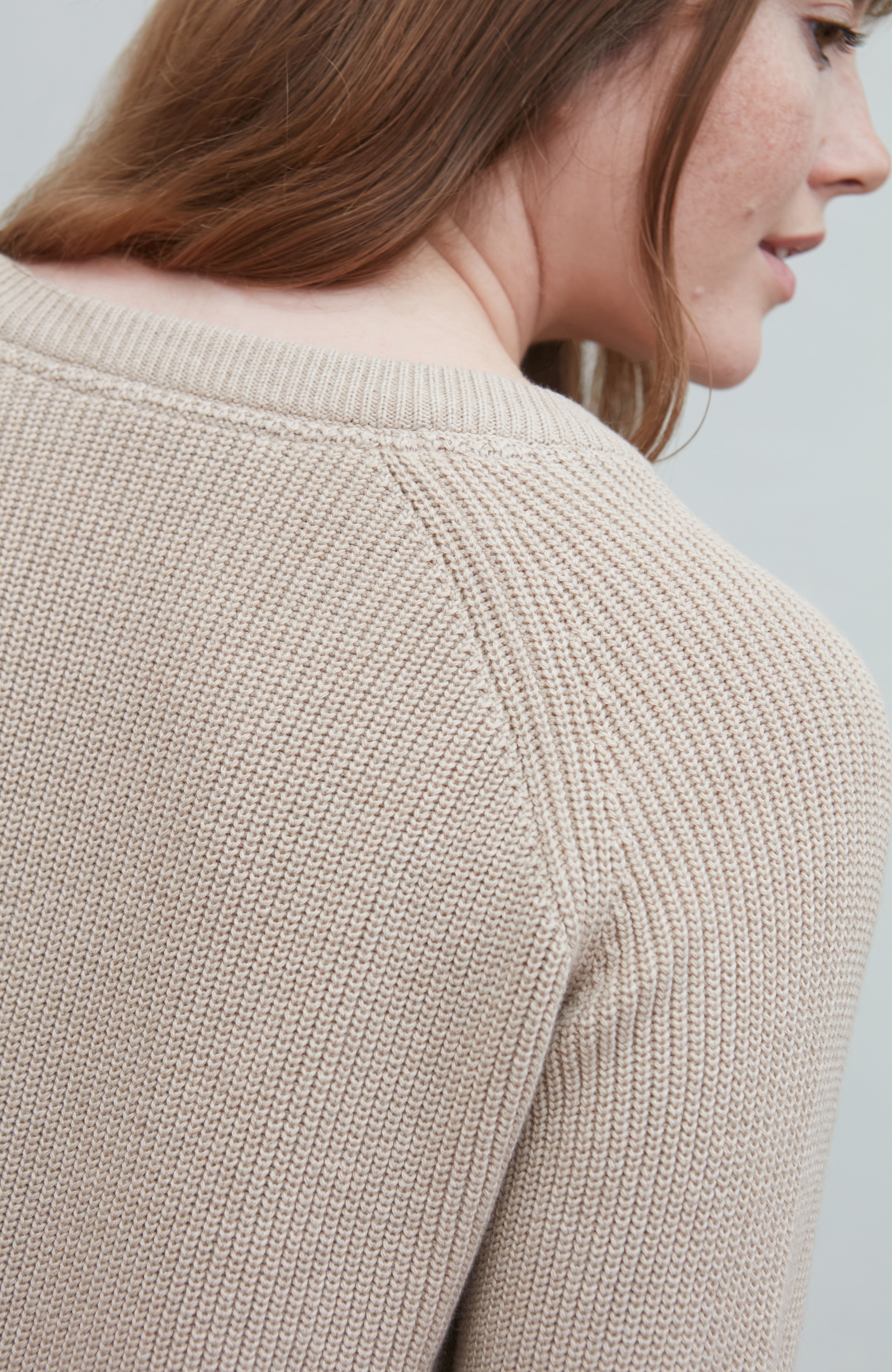 Womens Cotton Ribbed V Neck Jumper