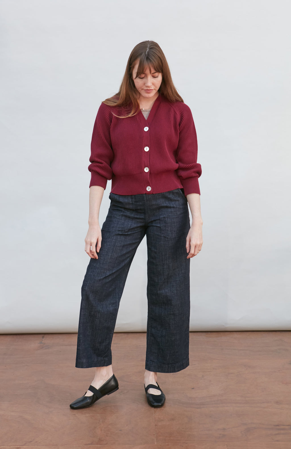 Womens Cotton Oversized V Neck Ribbed Cardigan