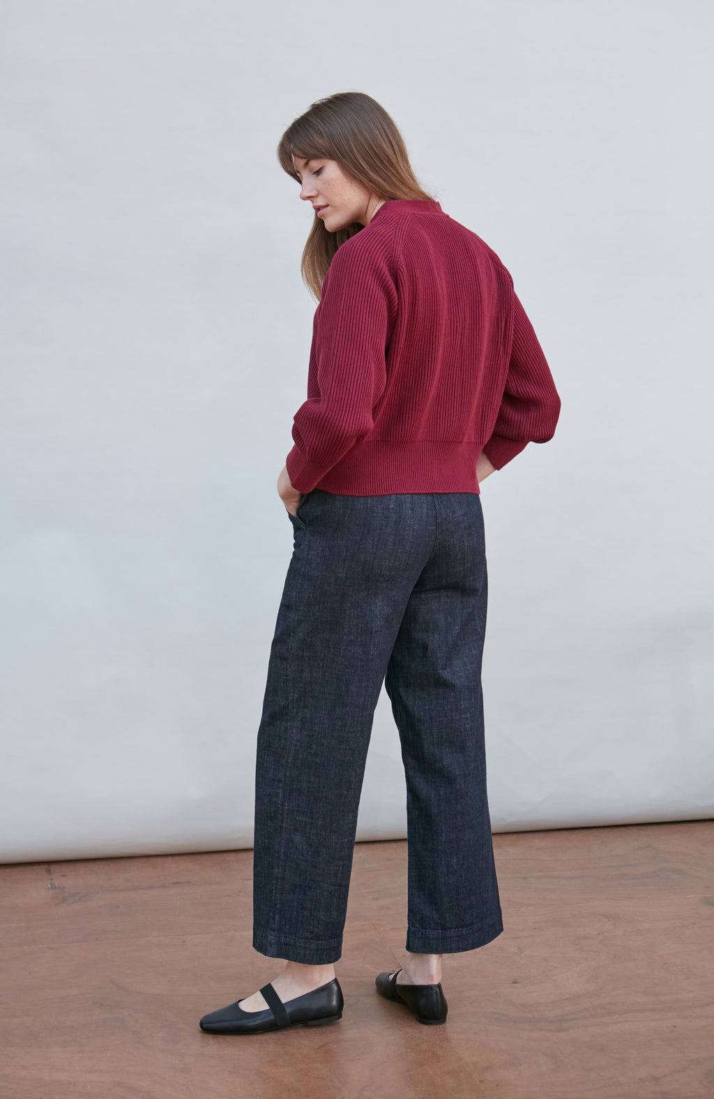 Womens Cotton Oversized V Neck Ribbed Cardigan