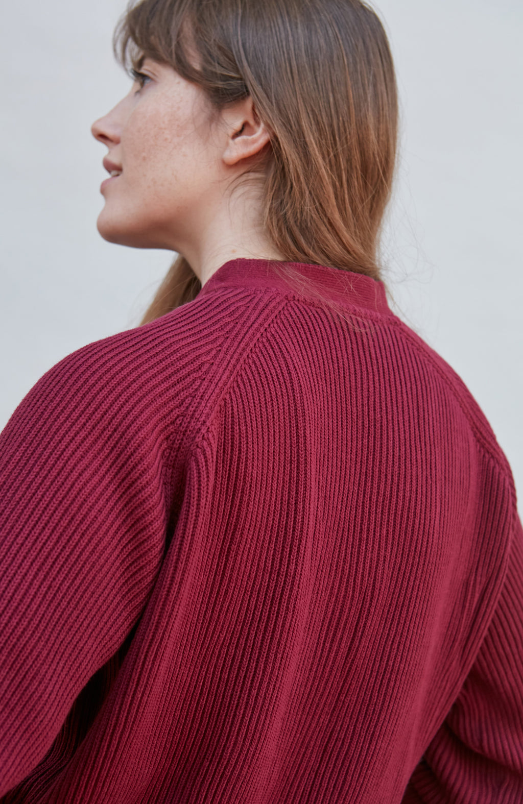 Womens Cotton Oversized V Neck Ribbed Cardigan