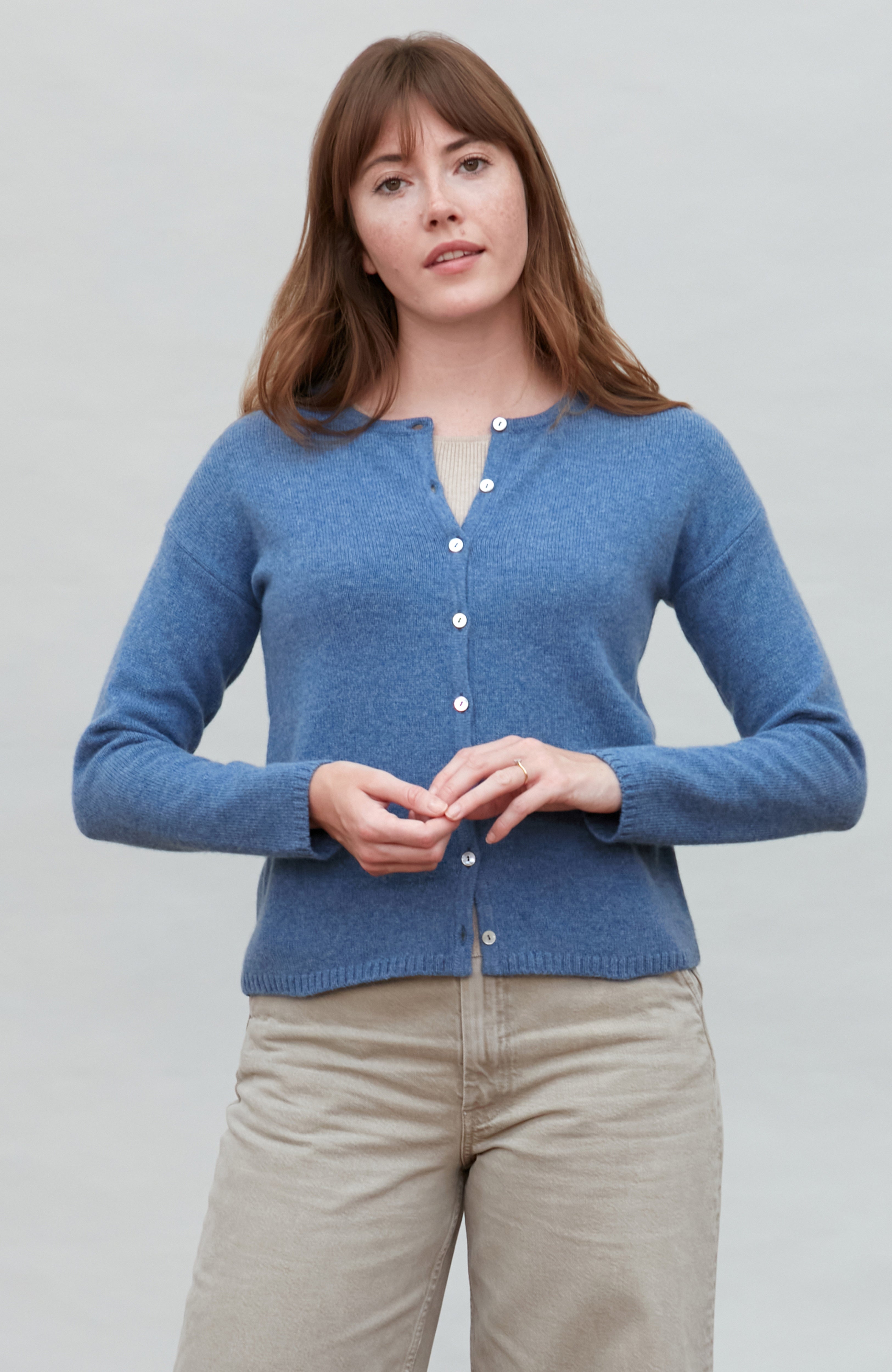 Womens Lambswool Crew Neck Cardigan