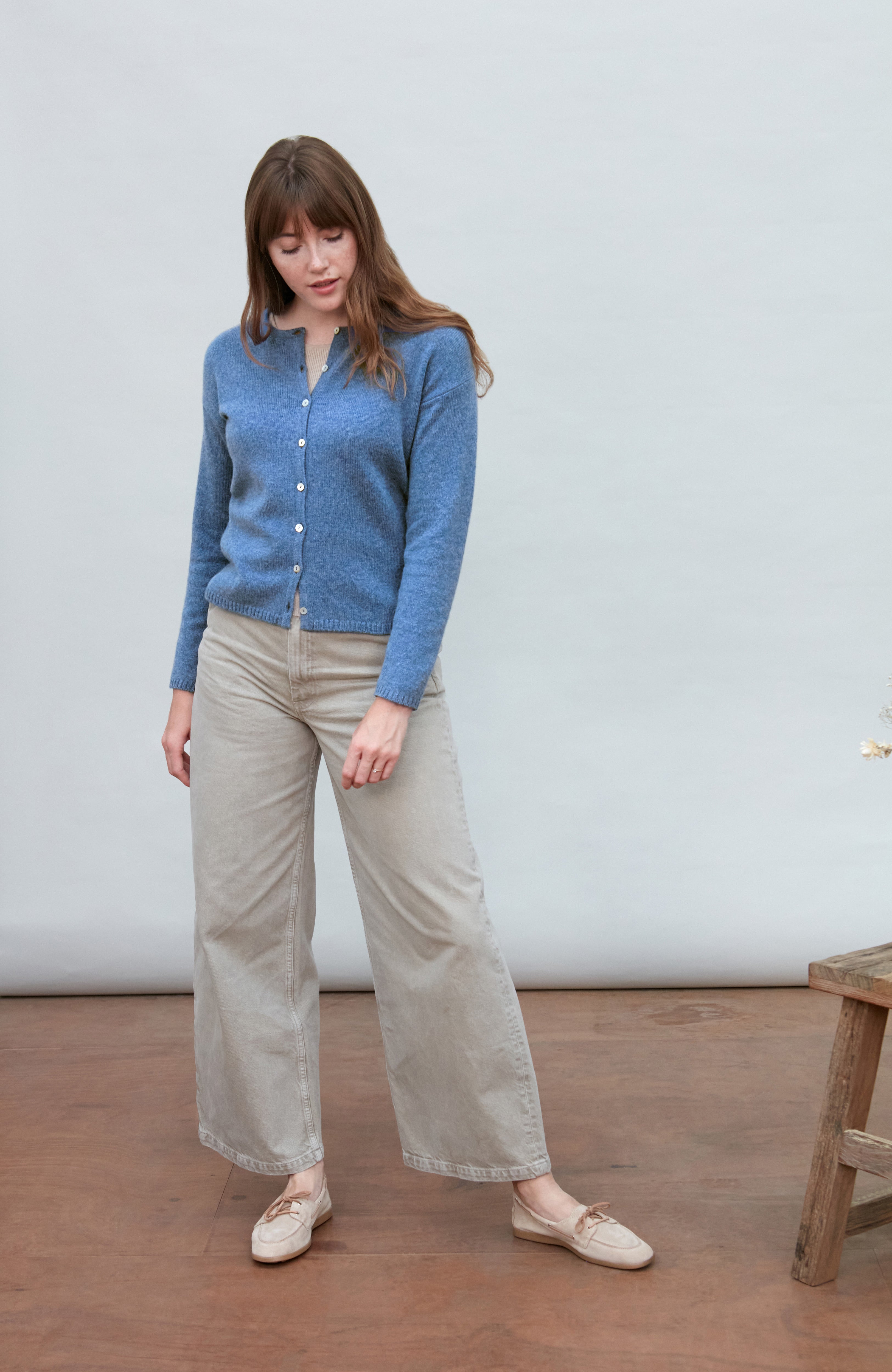 Womens Lambswool Crew Neck Cardigan