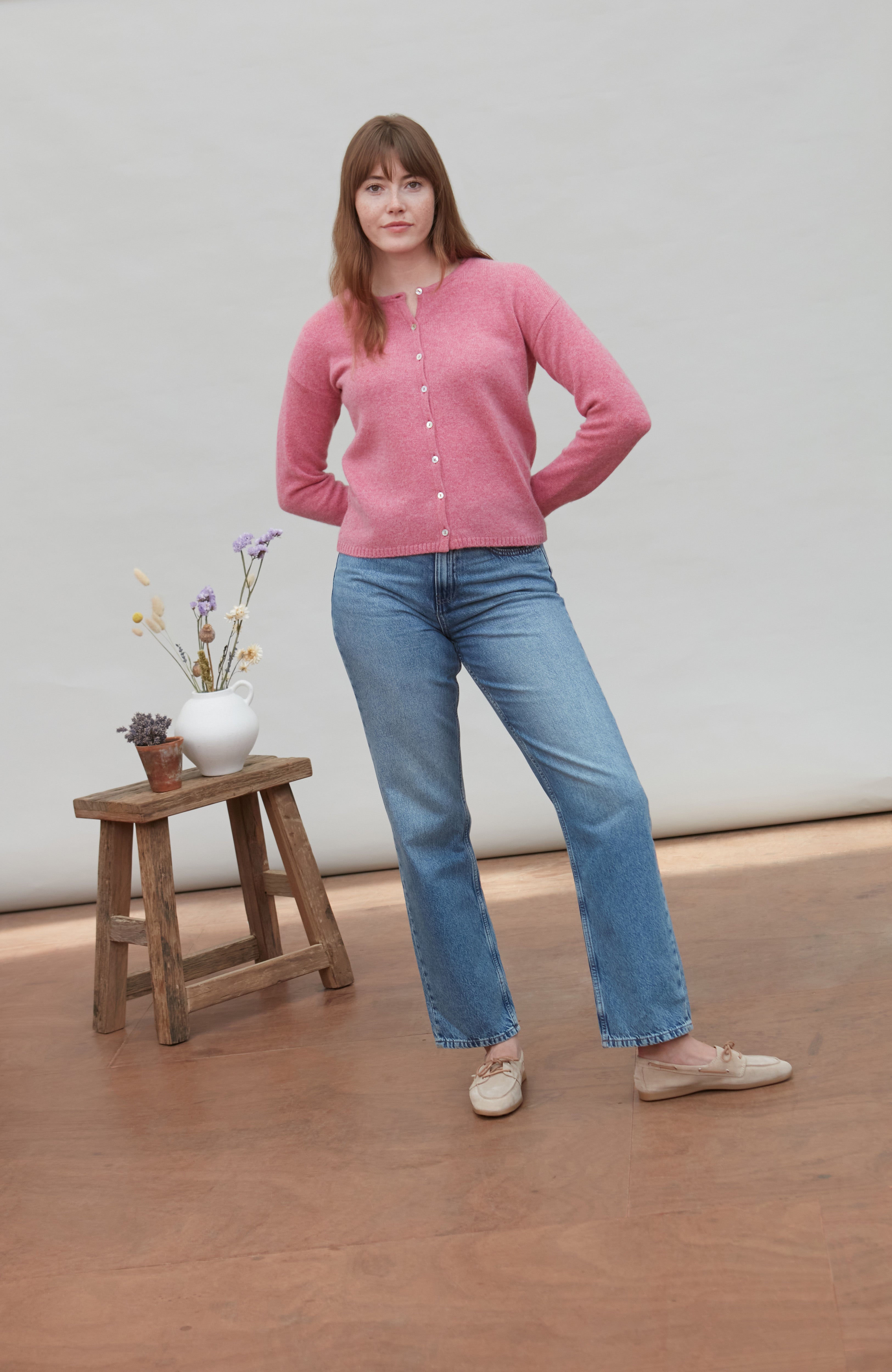 Womens Lambswool Crew Neck Cardigan