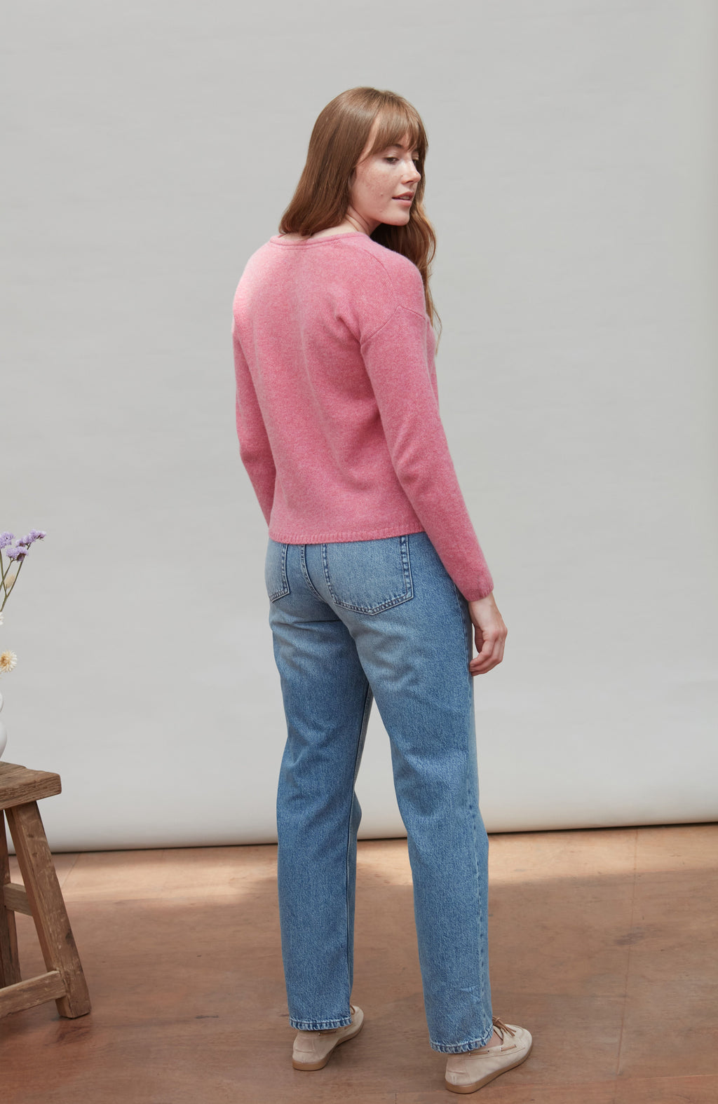 Womens Lambswool Crew Neck Cardigan