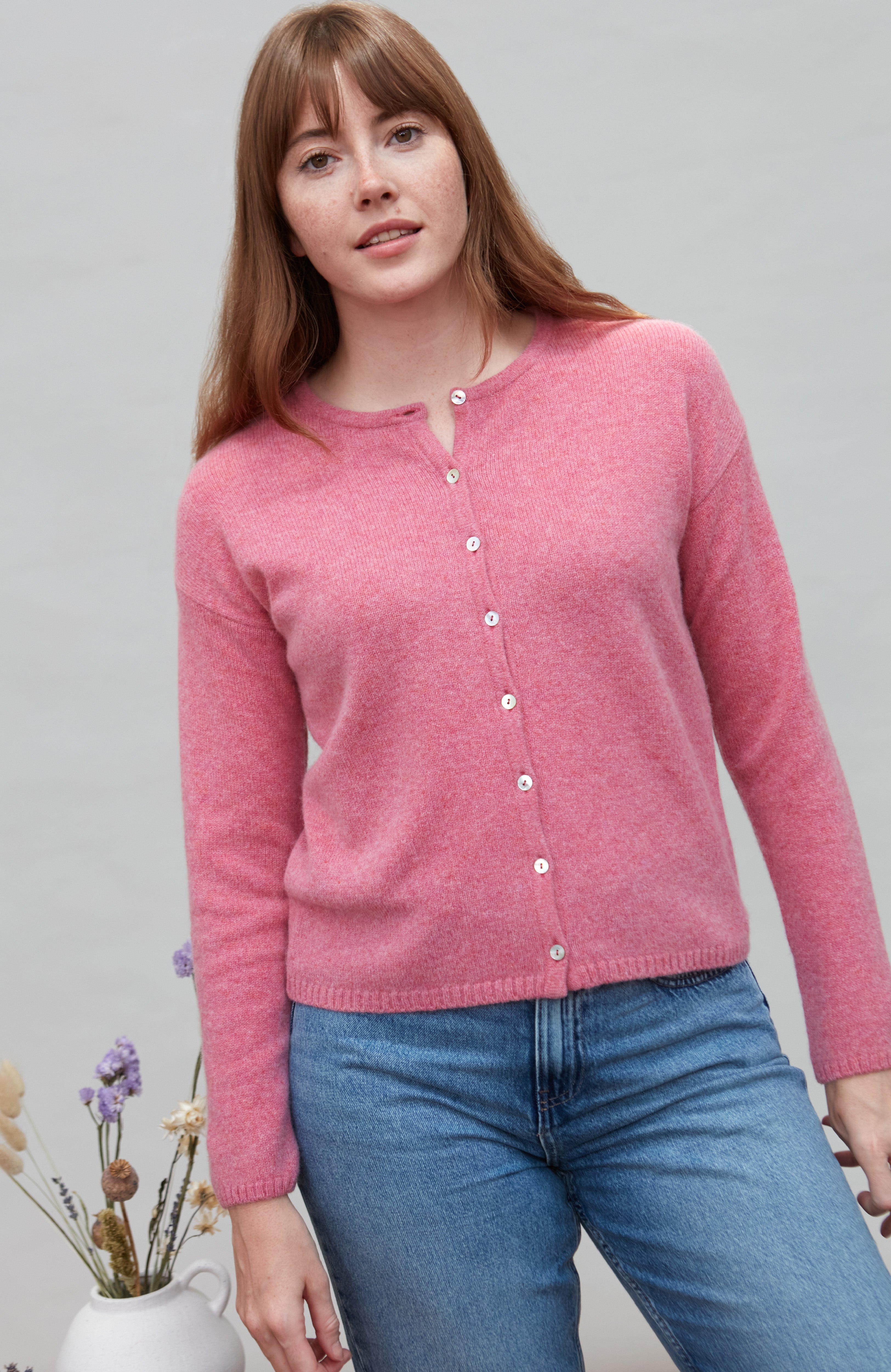Womens Lambswool Crew Neck Cardigan