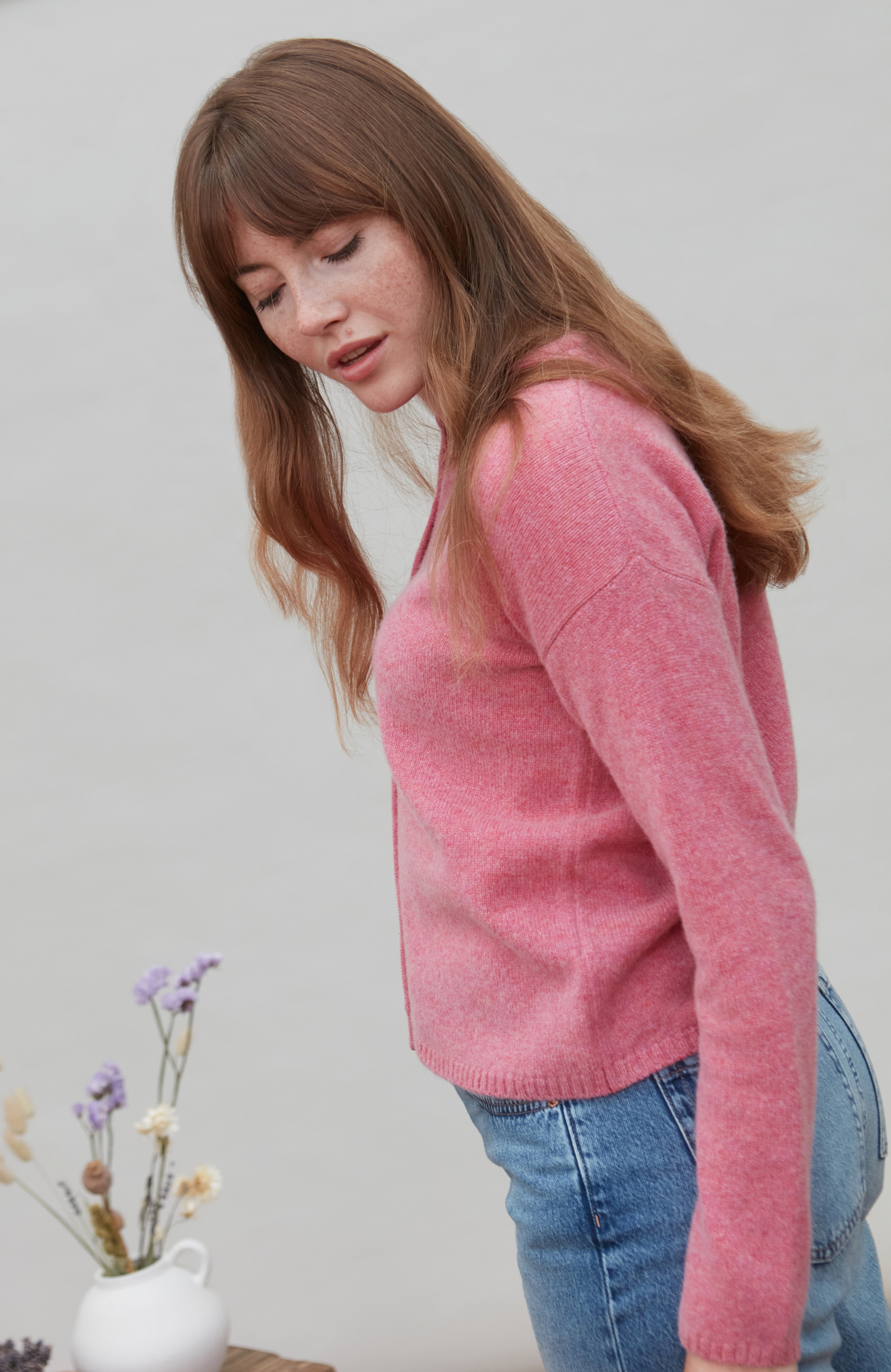 Womens Lambswool Crew Neck Cardigan