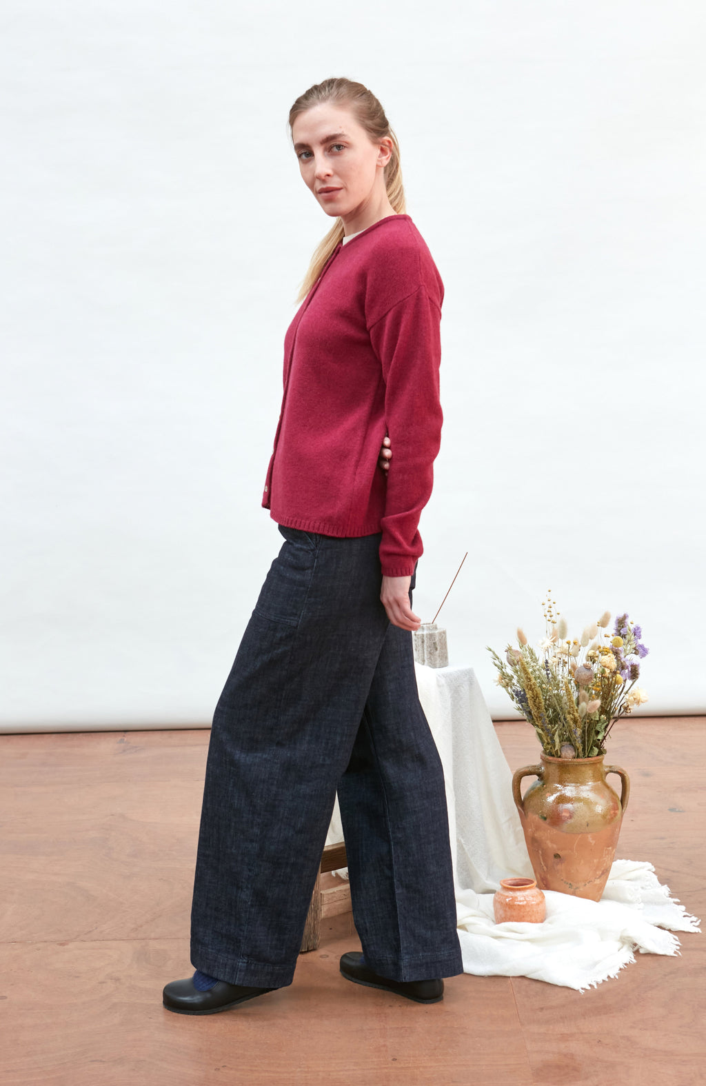 Womens Lambswool Crew Neck Cardigan