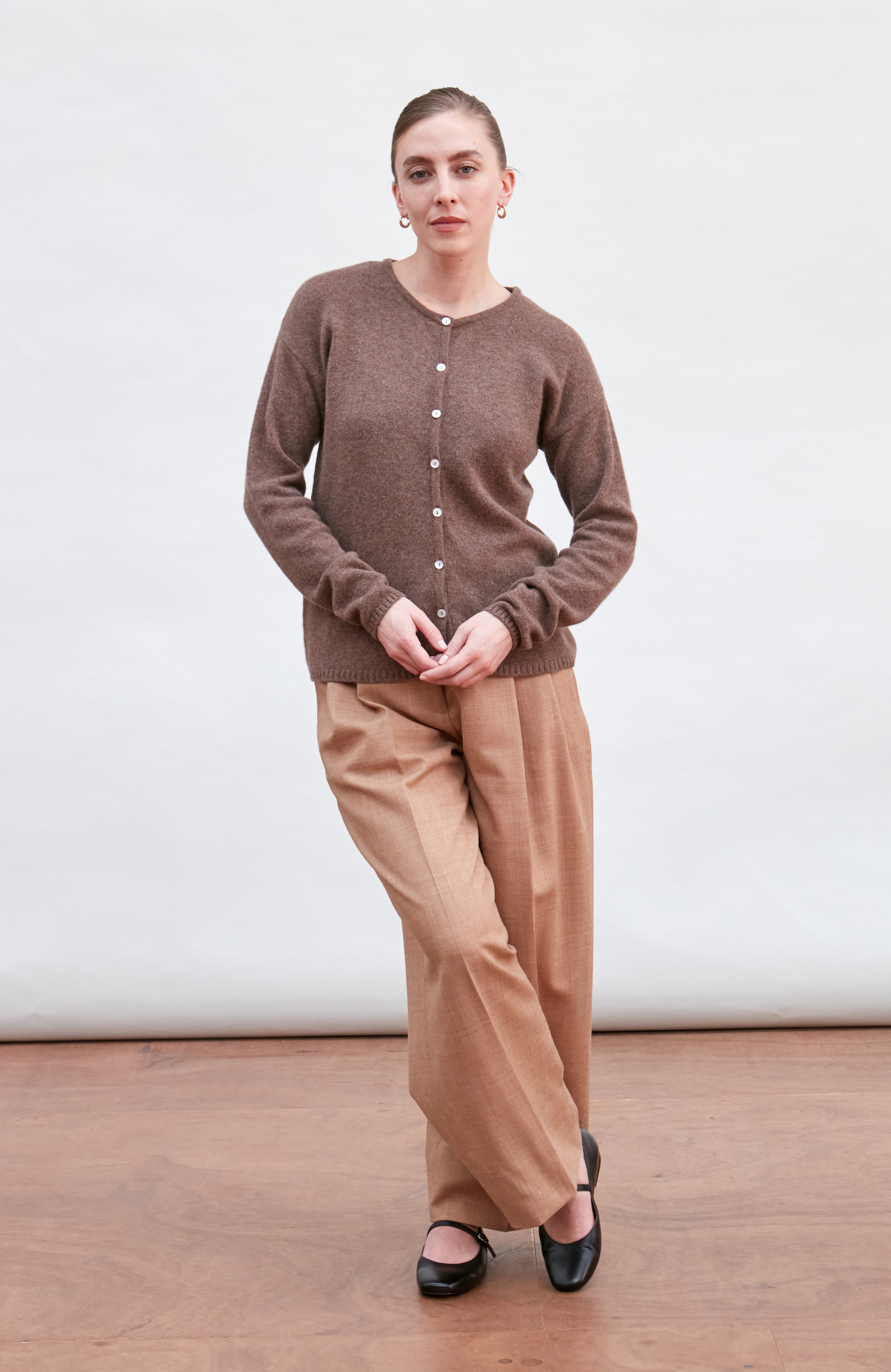 Womens Lambswool Crew Neck Cardigan