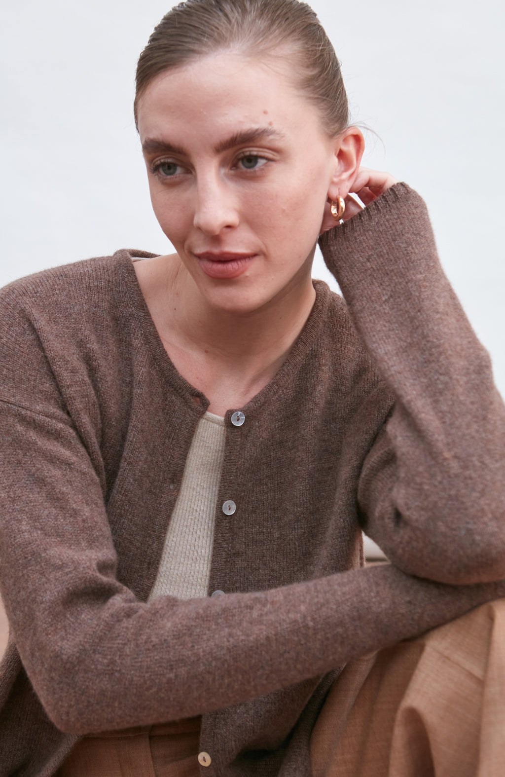 Womens Lambswool Crew Neck Cardigan