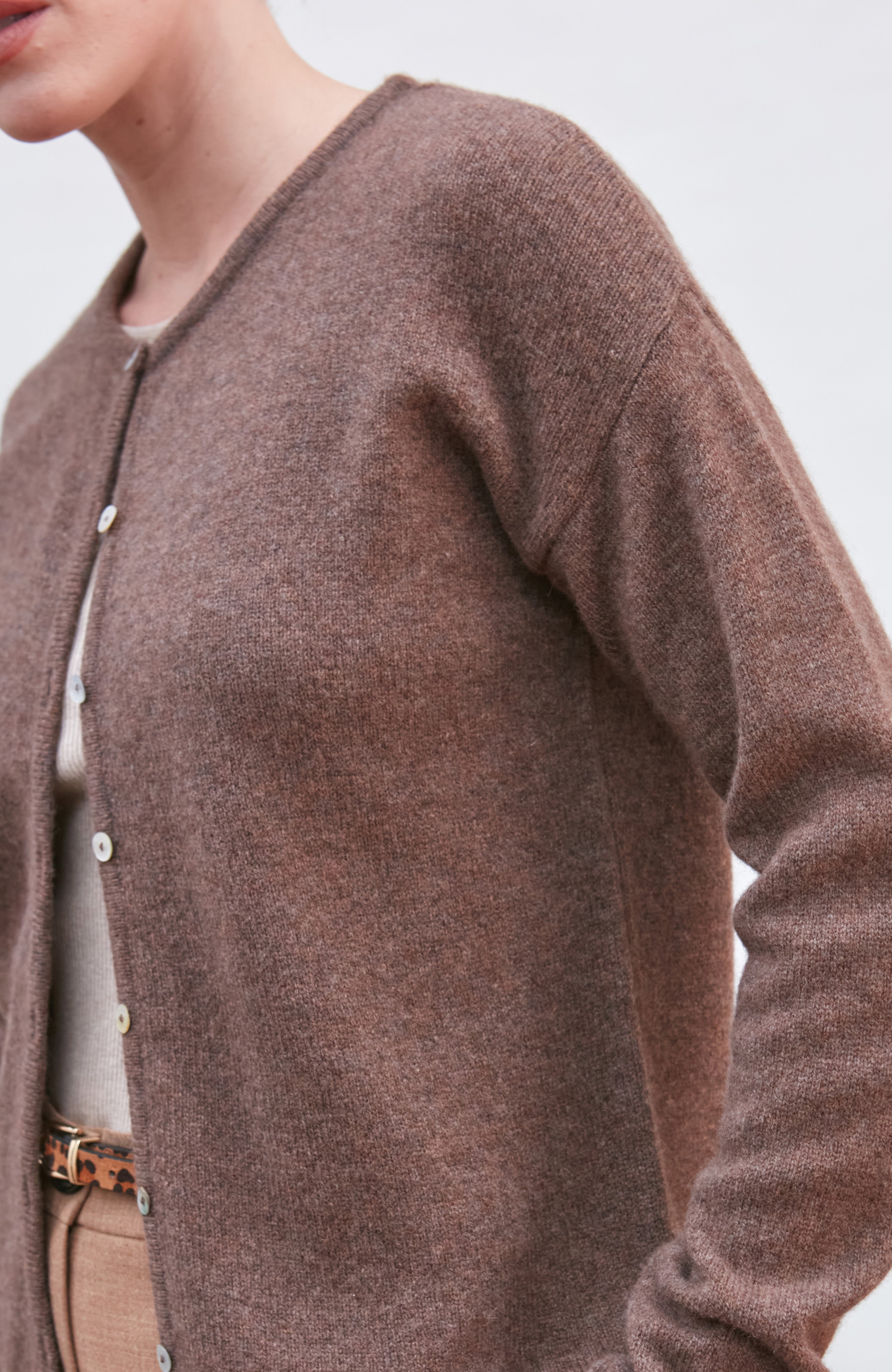 Womens Lambswool Crew Neck Cardigan