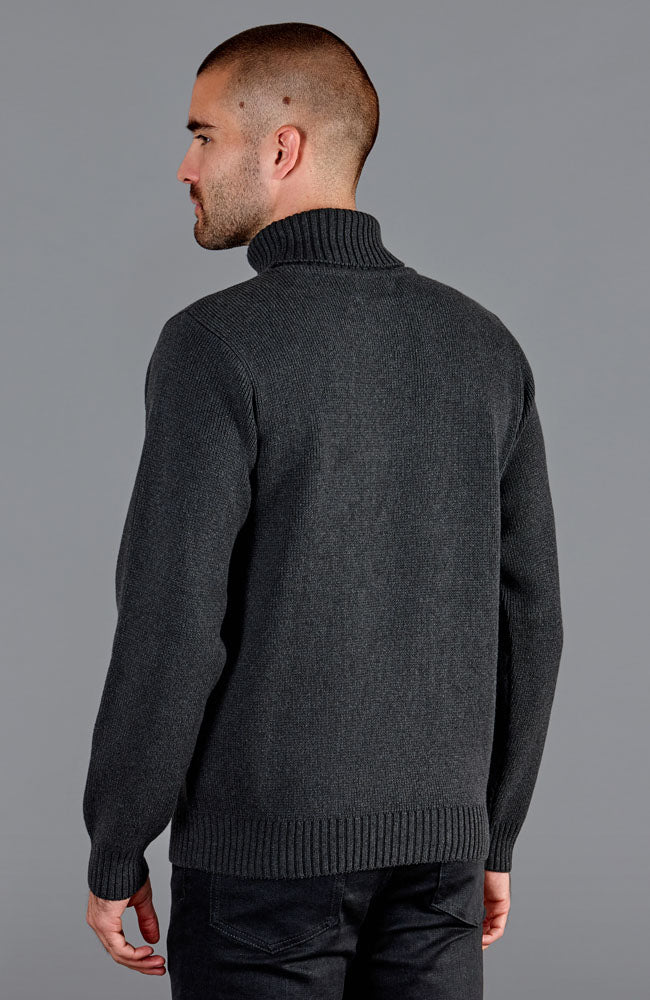 Mens Midweight Cotton Fitted Submariner Roll Neck Jumper