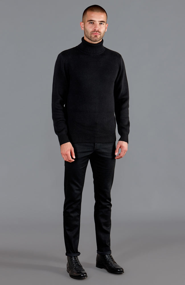 Mens Midweight Cotton Fitted Submariner Roll Neck Jumper