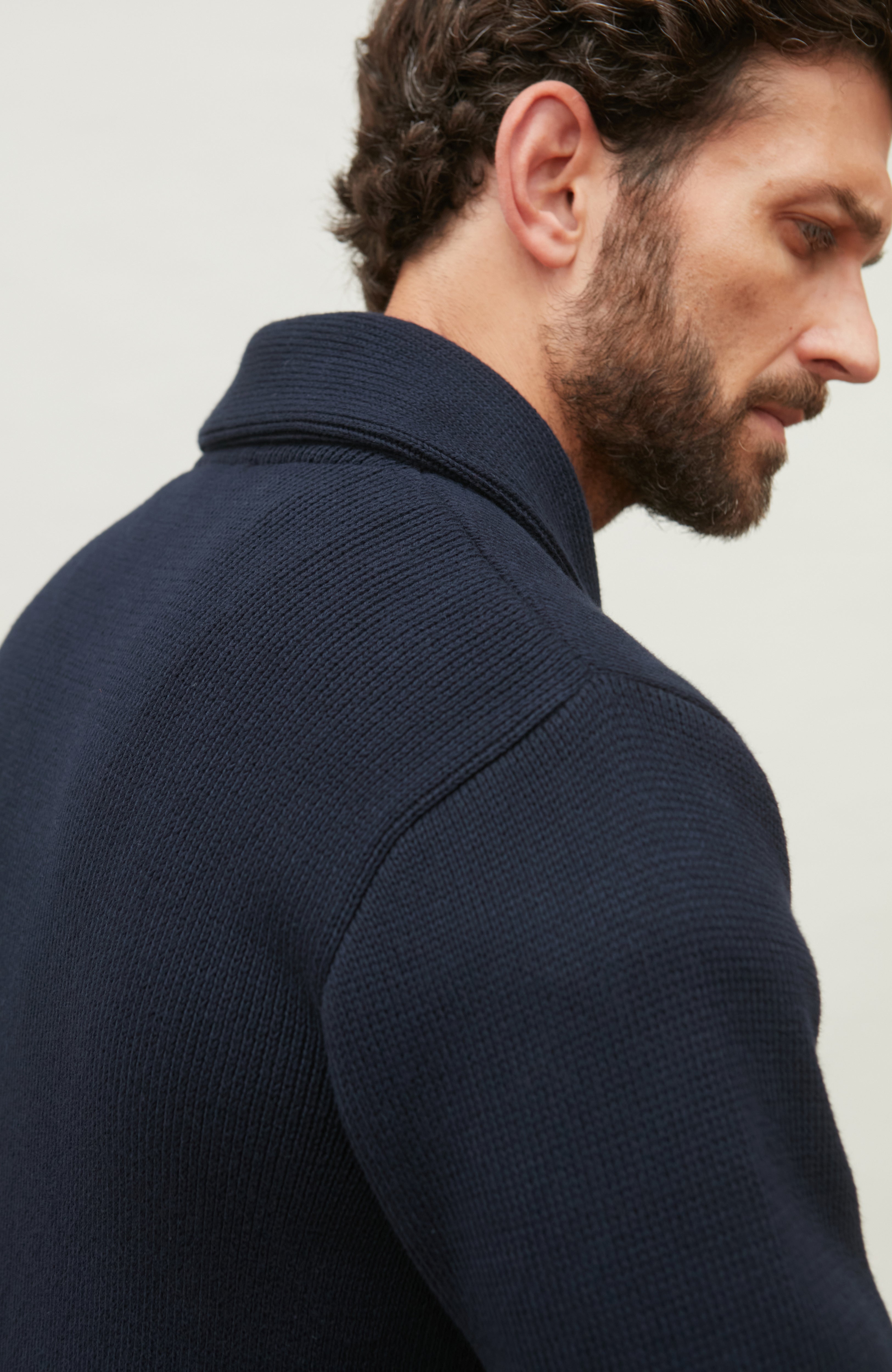 Mens Midweight Cotton Shawl Collar Cardigan