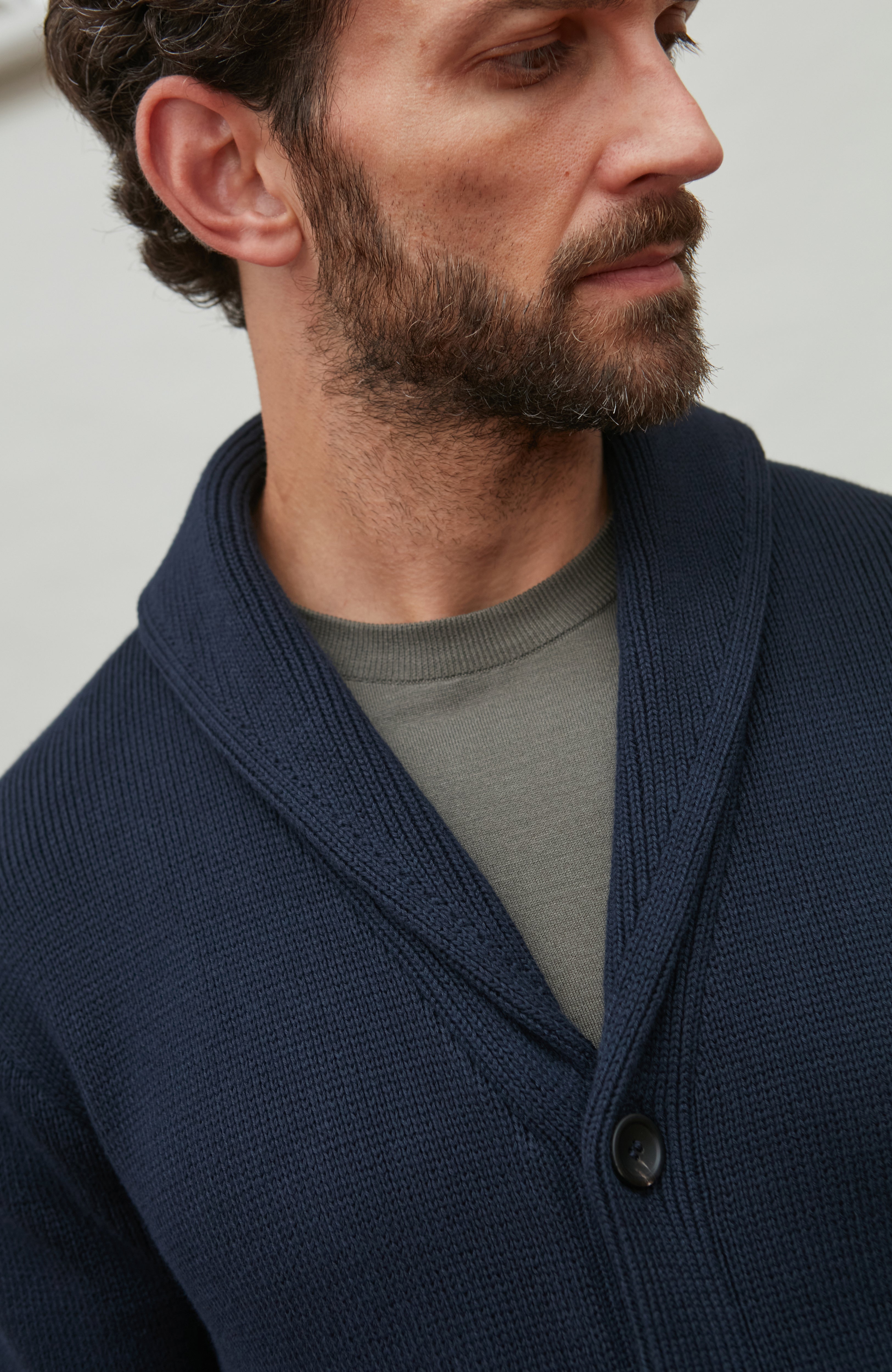 Mens Midweight Cotton Shawl Collar Cardigan