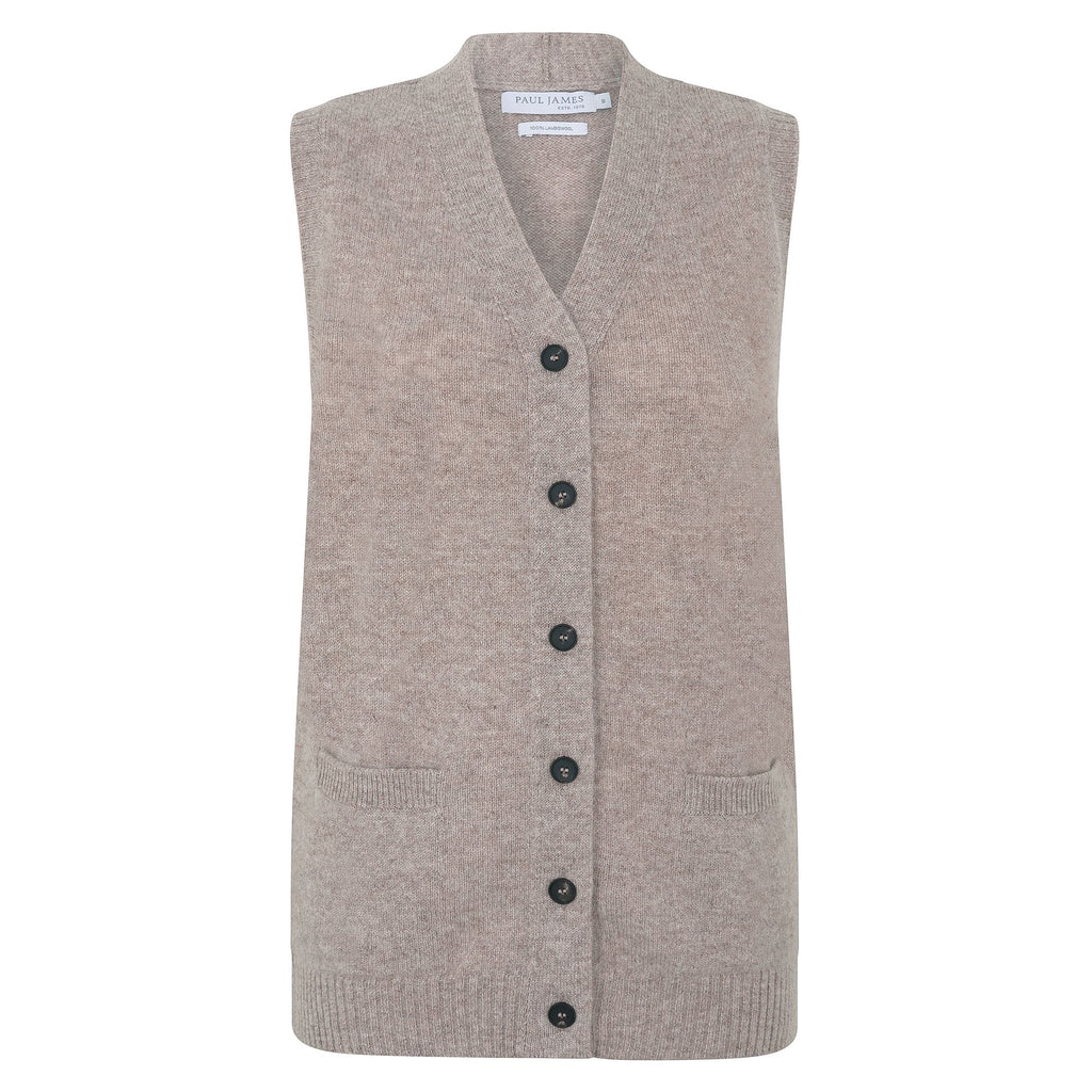 Womens Lambswool V Neck Waistcoat with Pockets
