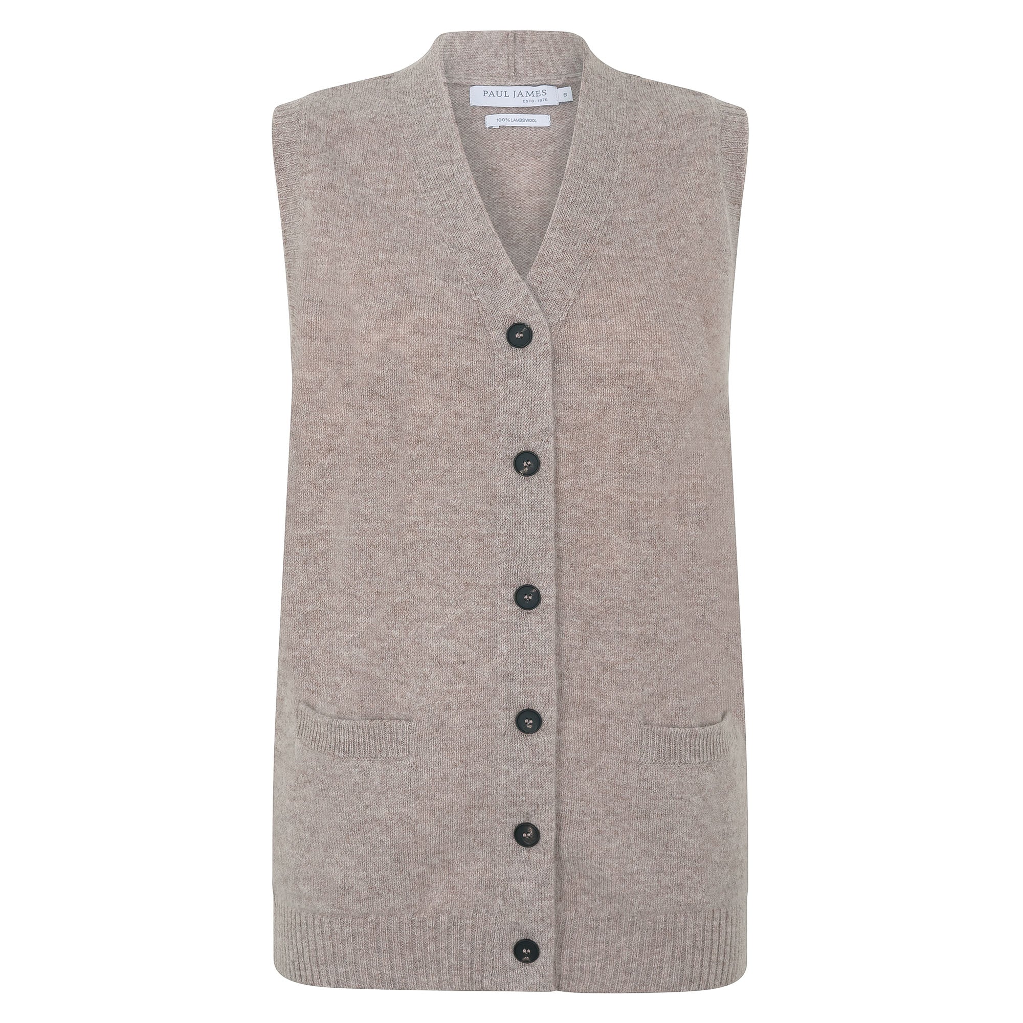 Womens Lambswool V Neck Waistcoat with Pockets