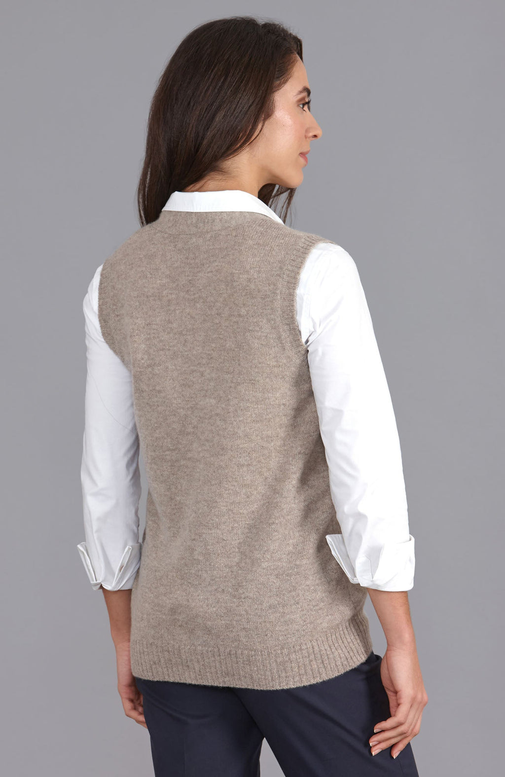 Womens Lambswool V Neck Waistcoat with Pockets