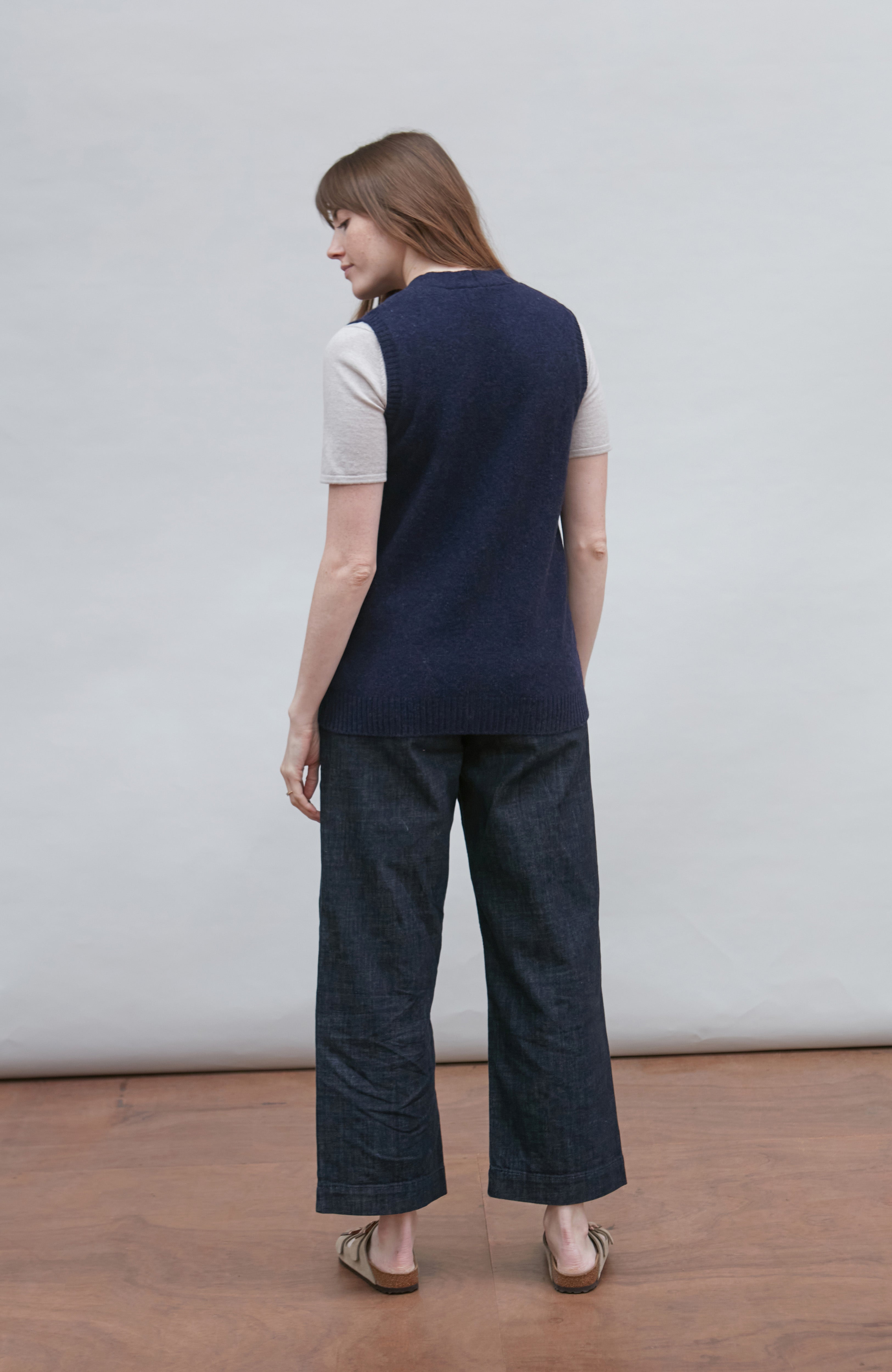 Womens Lambswool V Neck Waistcoat with Pockets