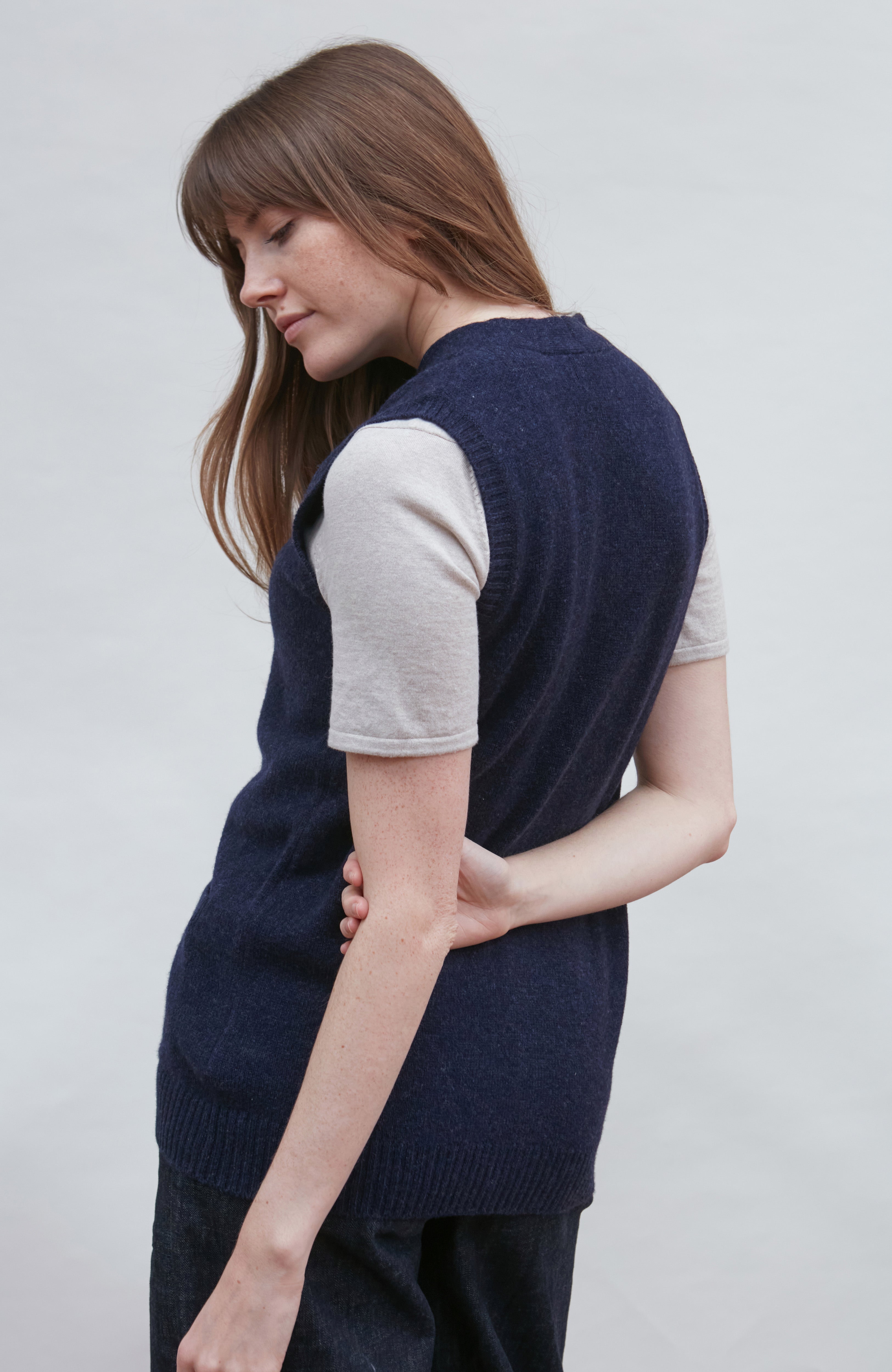 Womens Lambswool V Neck Waistcoat with Pockets