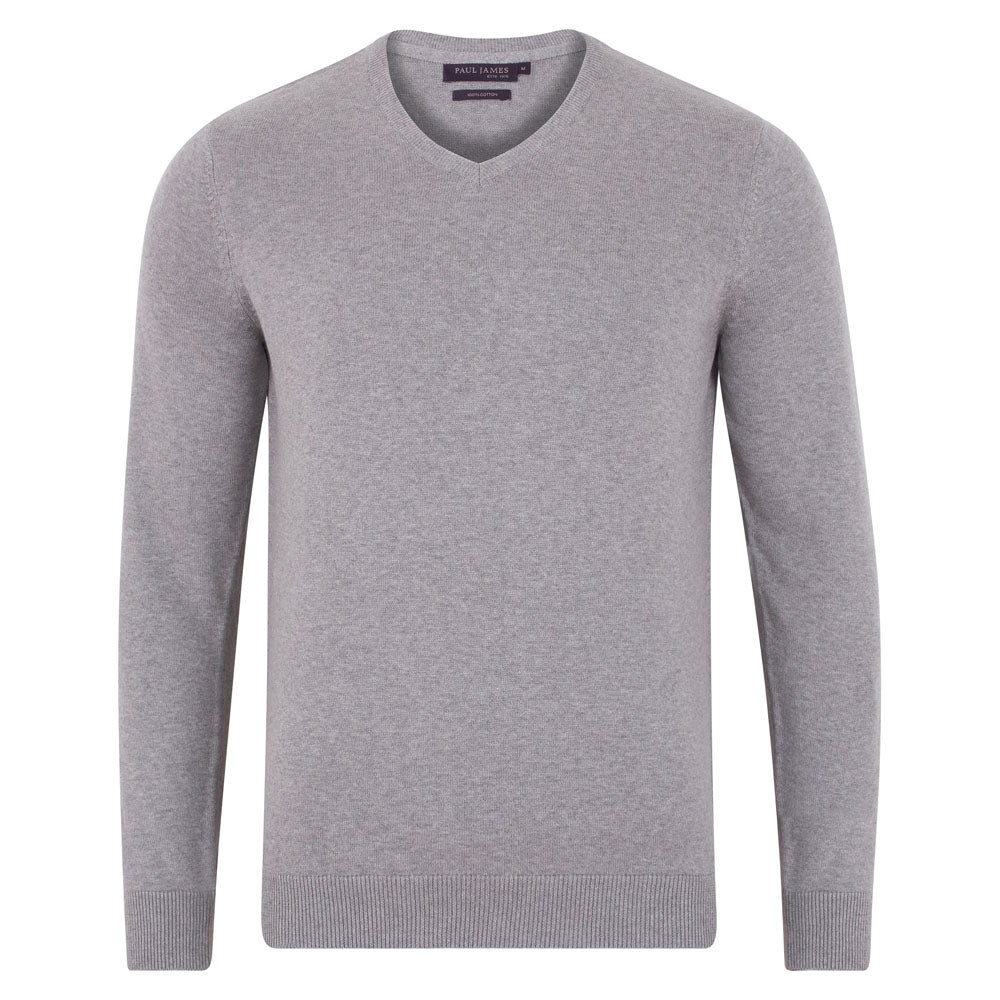 Mens Lighweight Cotton V-Neck Jumper