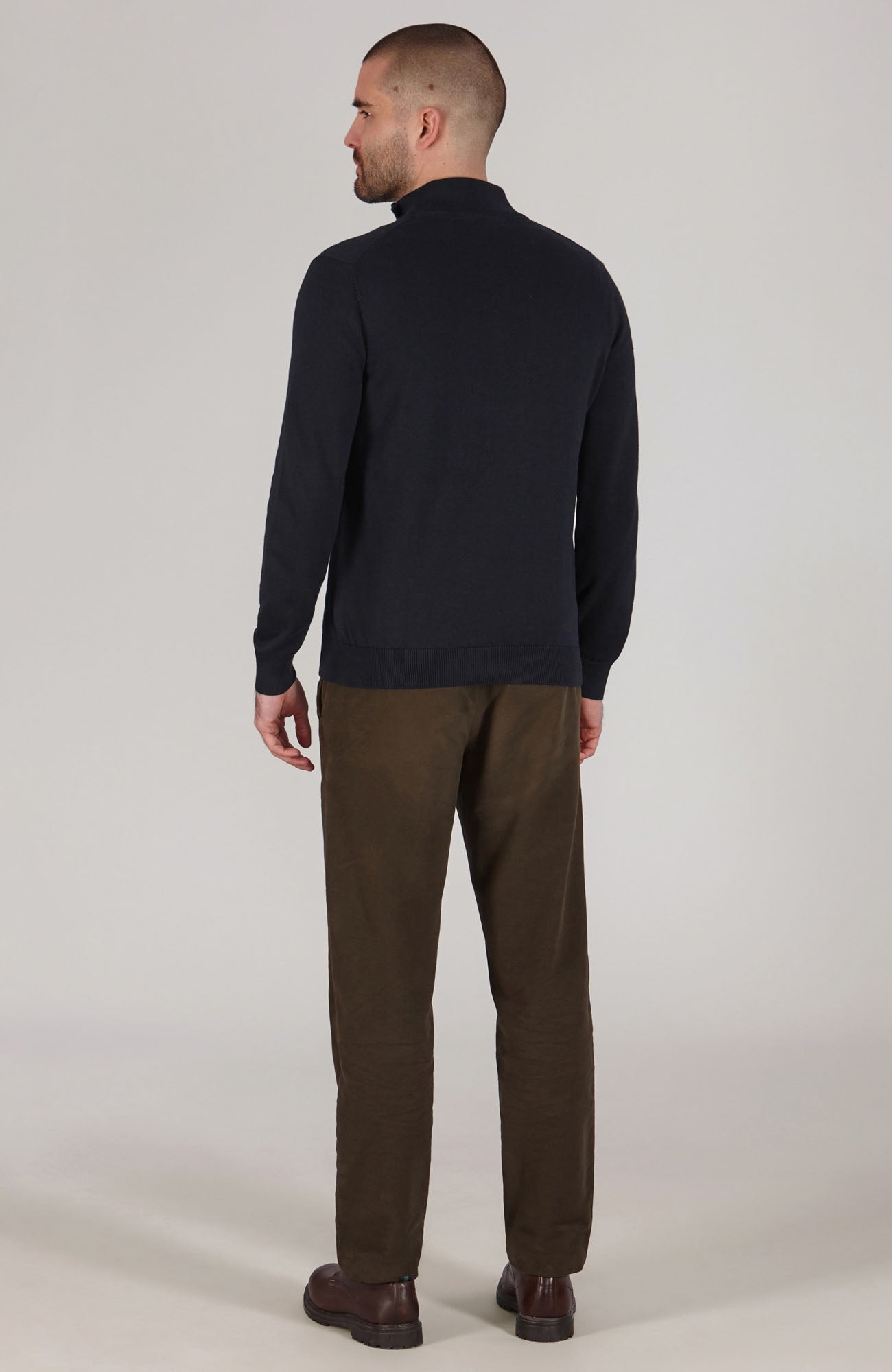 Mens Lightweight Cotton Zip Neck Jumper