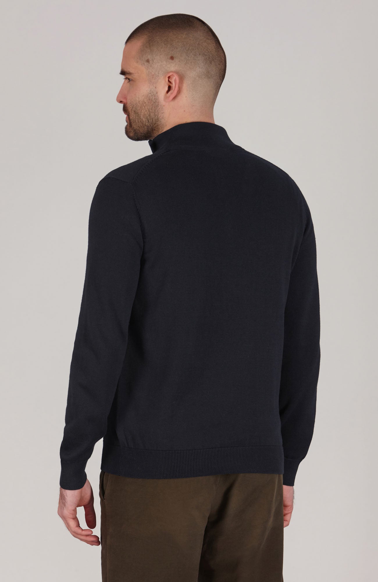 Mens Lightweight Cotton Zip Neck Jumper