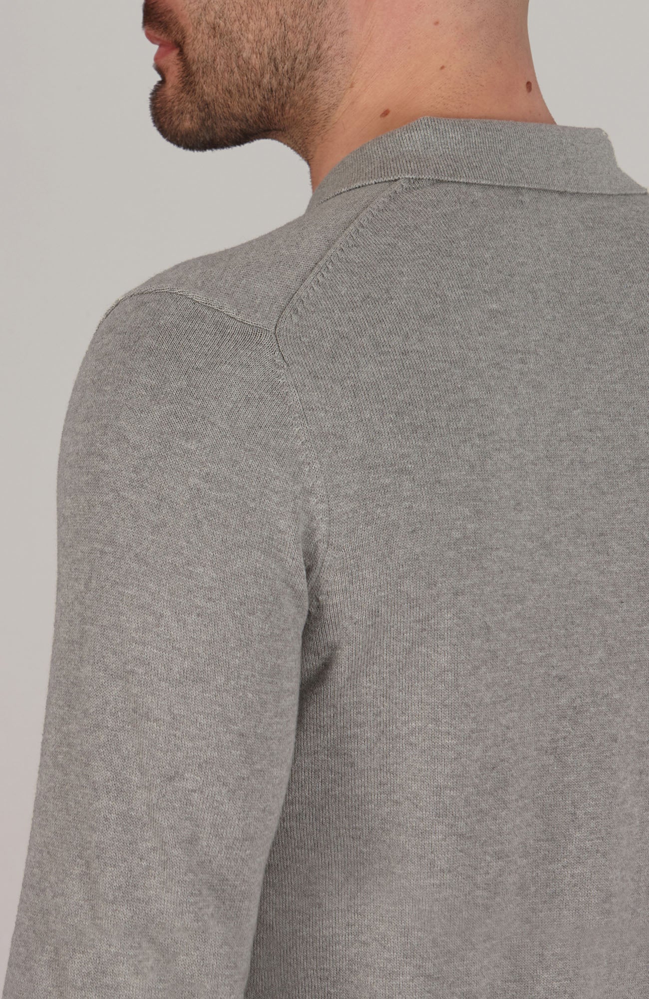 Mens Lightweight Cotton Long Sleeve Knitted Polo Shirt