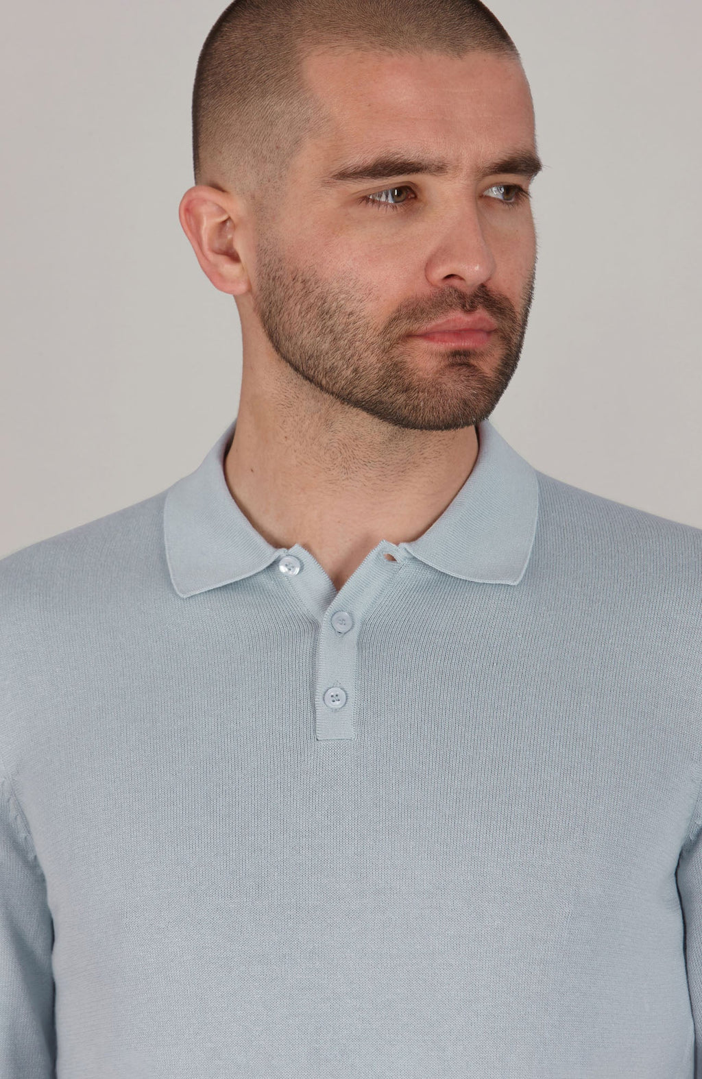 Mens Lightweight Cotton Long Sleeve Knitted Polo Shirt