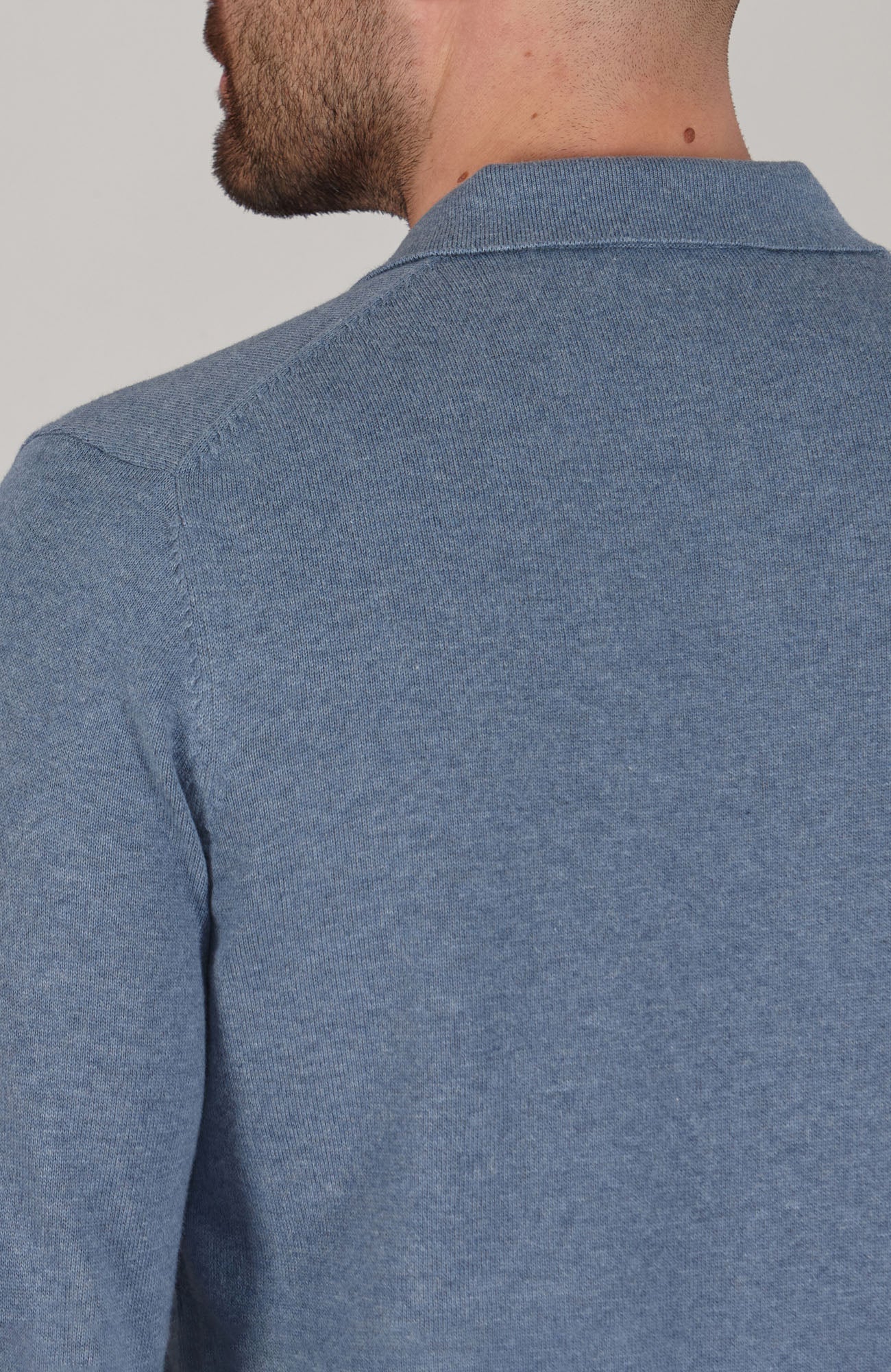 Mens Lightweight Cotton Long Sleeve Knitted Polo Shirt