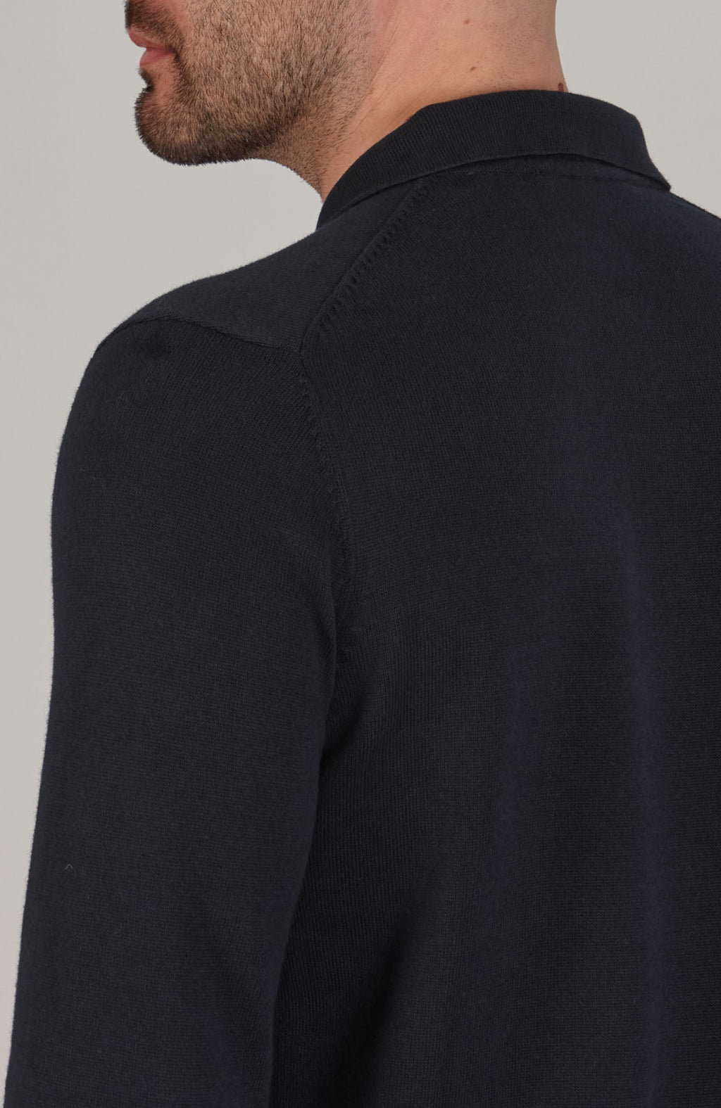 Mens Lightweight Cotton Long Sleeve Knitted Polo Shirt