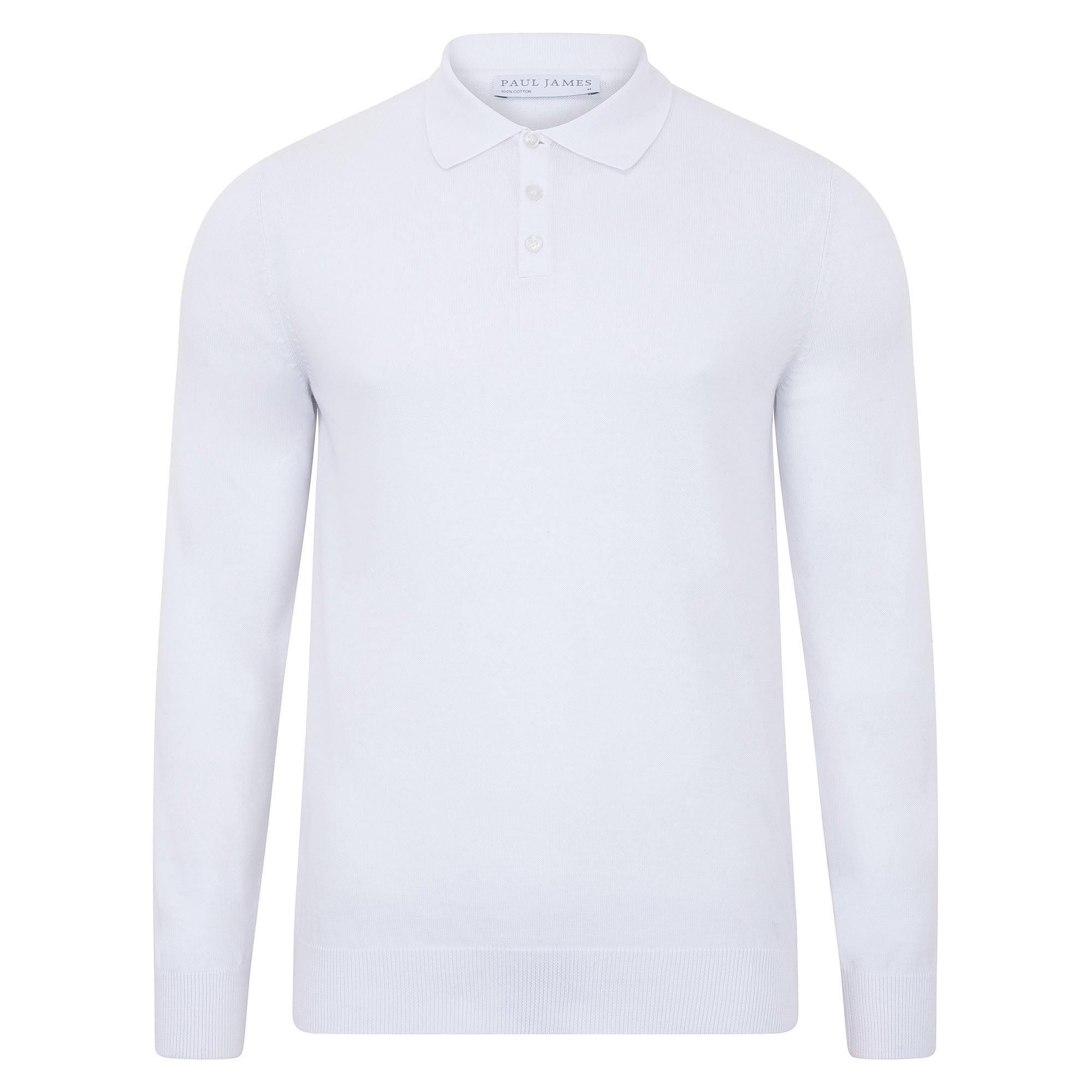 Mens Lightweight Cotton Long Sleeve Knitted Polo Shirt