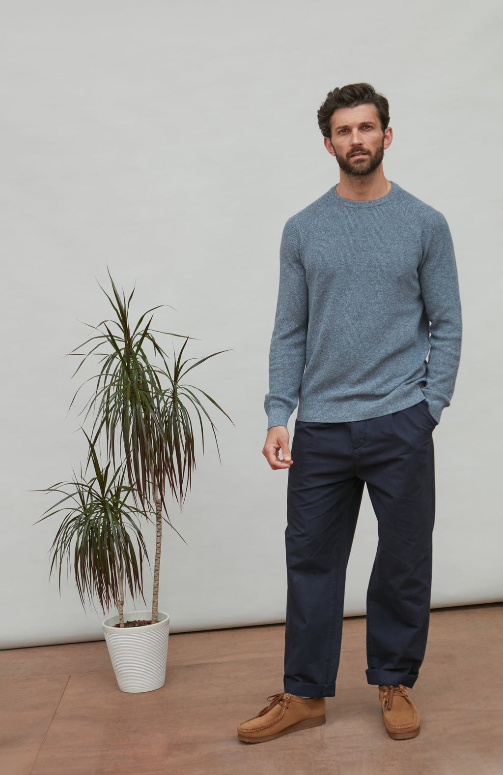 Mens Lightweight Cotton Fisherman Rib Jumper