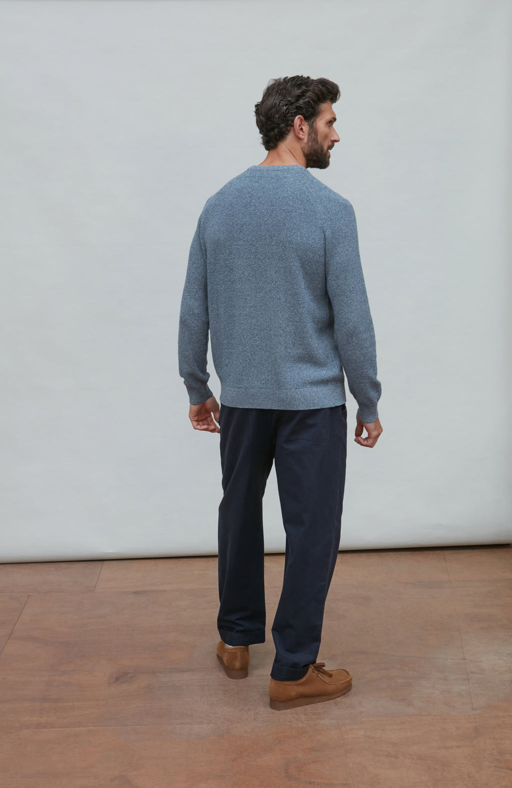 Mens Lightweight Cotton Fisherman Rib Jumper