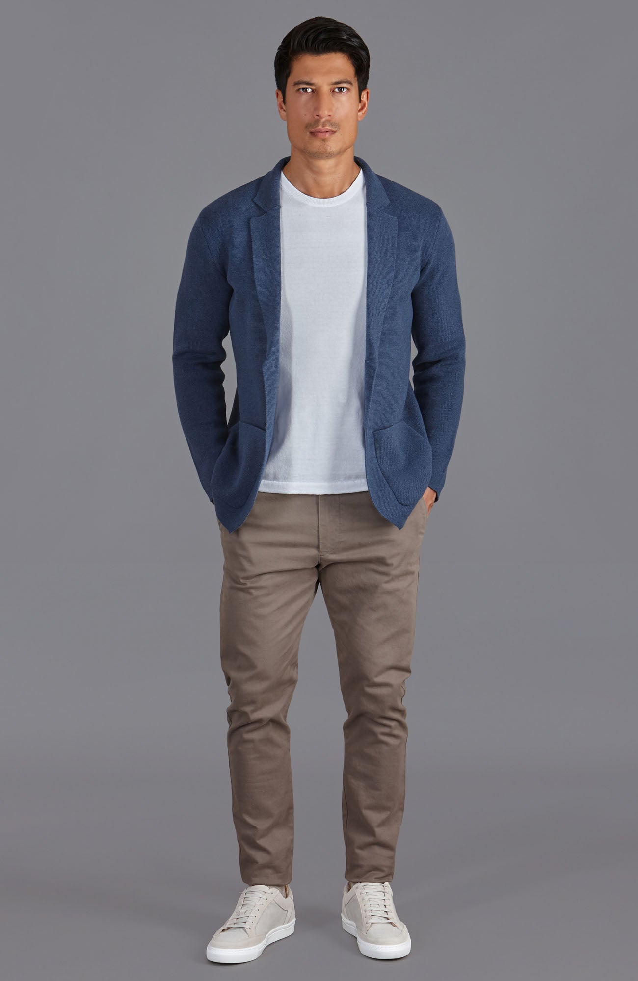 Mens Midweight Cotton Deconstructed Knitted Blazer