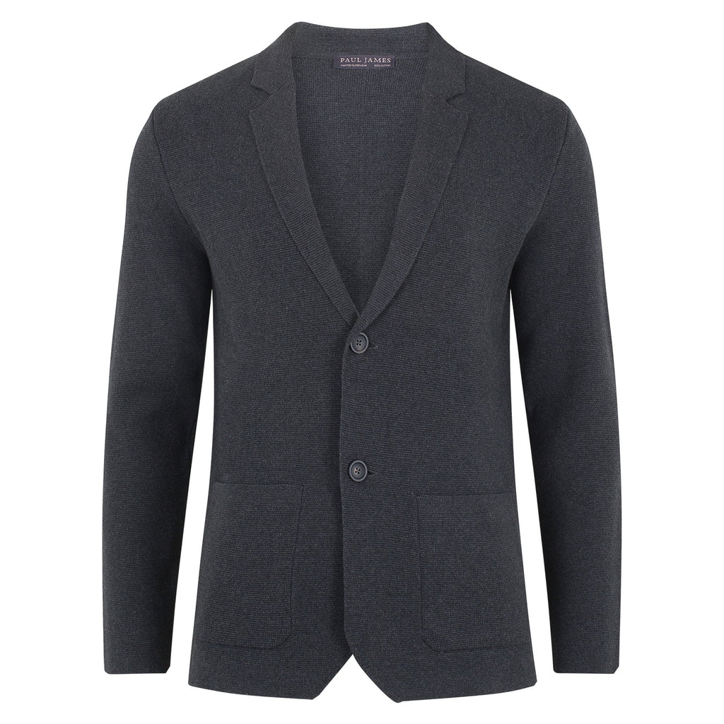 Mens Midweight Cotton Deconstructed Knitted Blazer