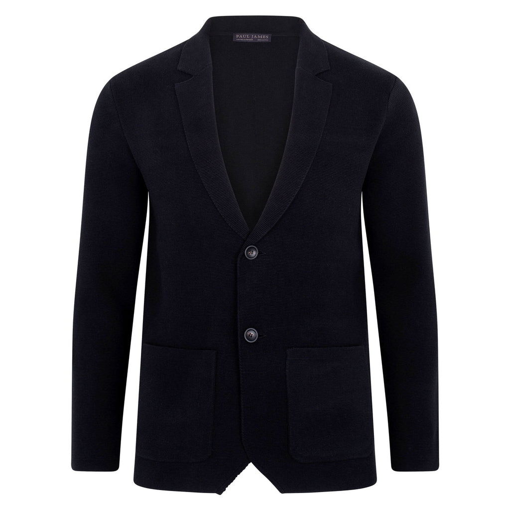 Mens Midweight Cotton Deconstructed Knitted Blazer