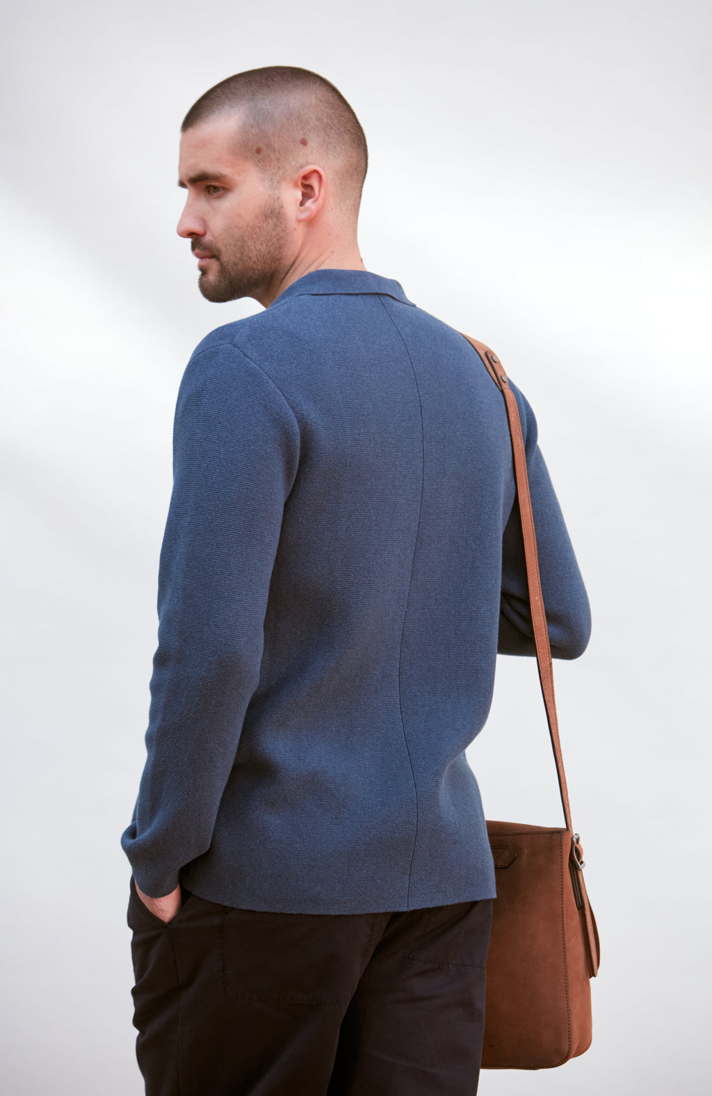 Mens Midweight Cotton Deconstructed Knitted Blazer