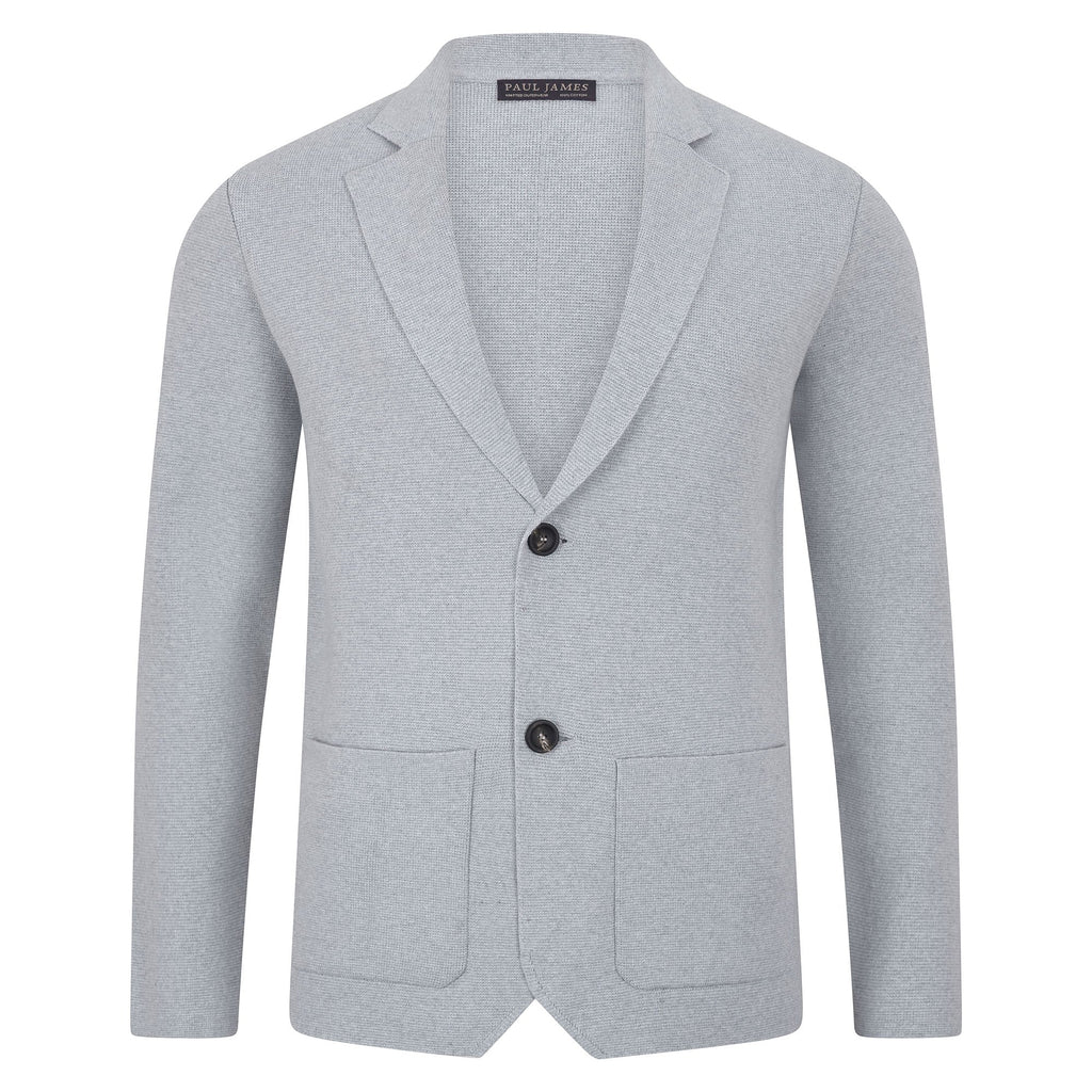 Mens Midweight Cotton Deconstructed Knitted Blazer