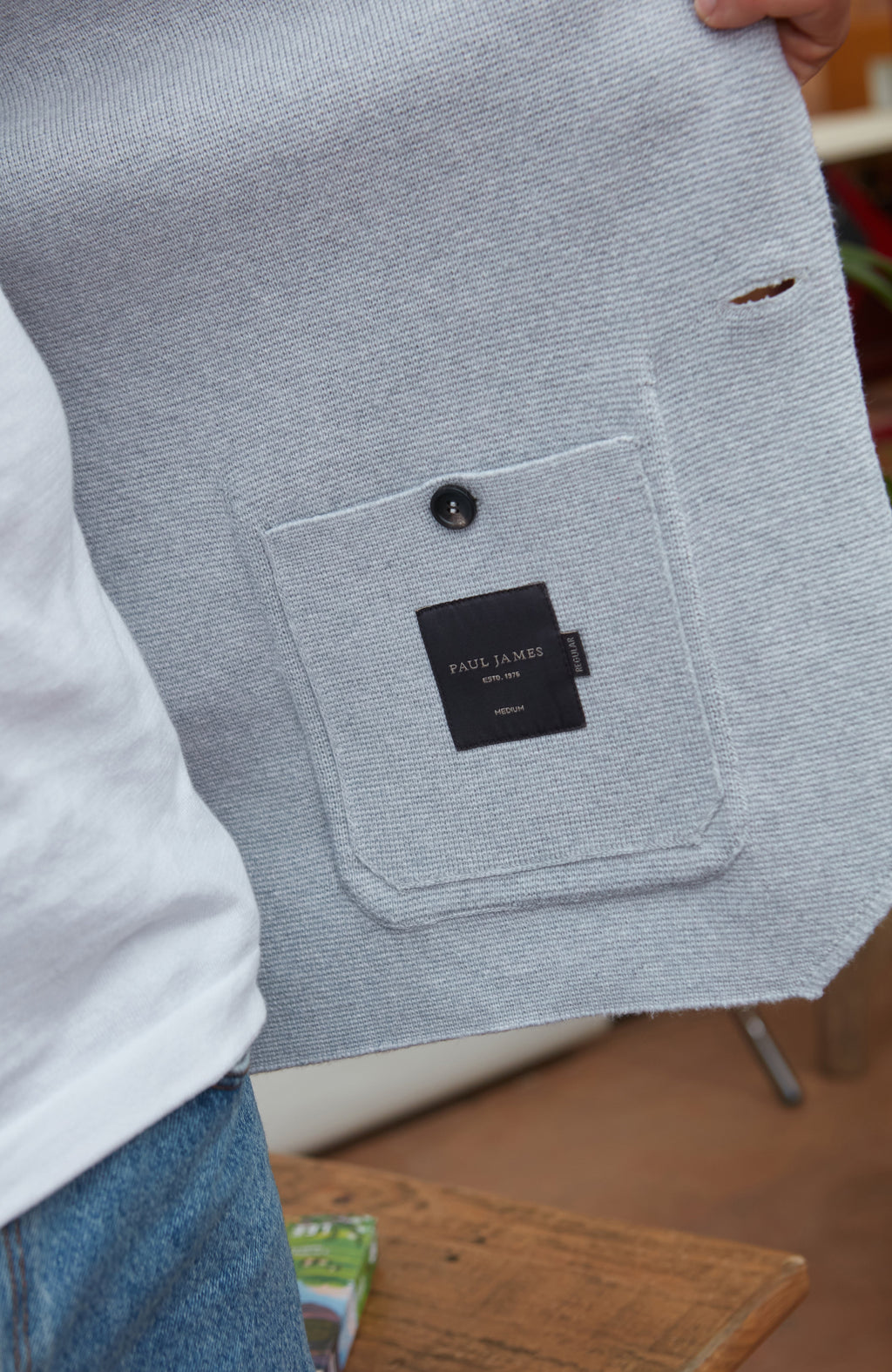 Mens Midweight Cotton Deconstructed Knitted Blazer